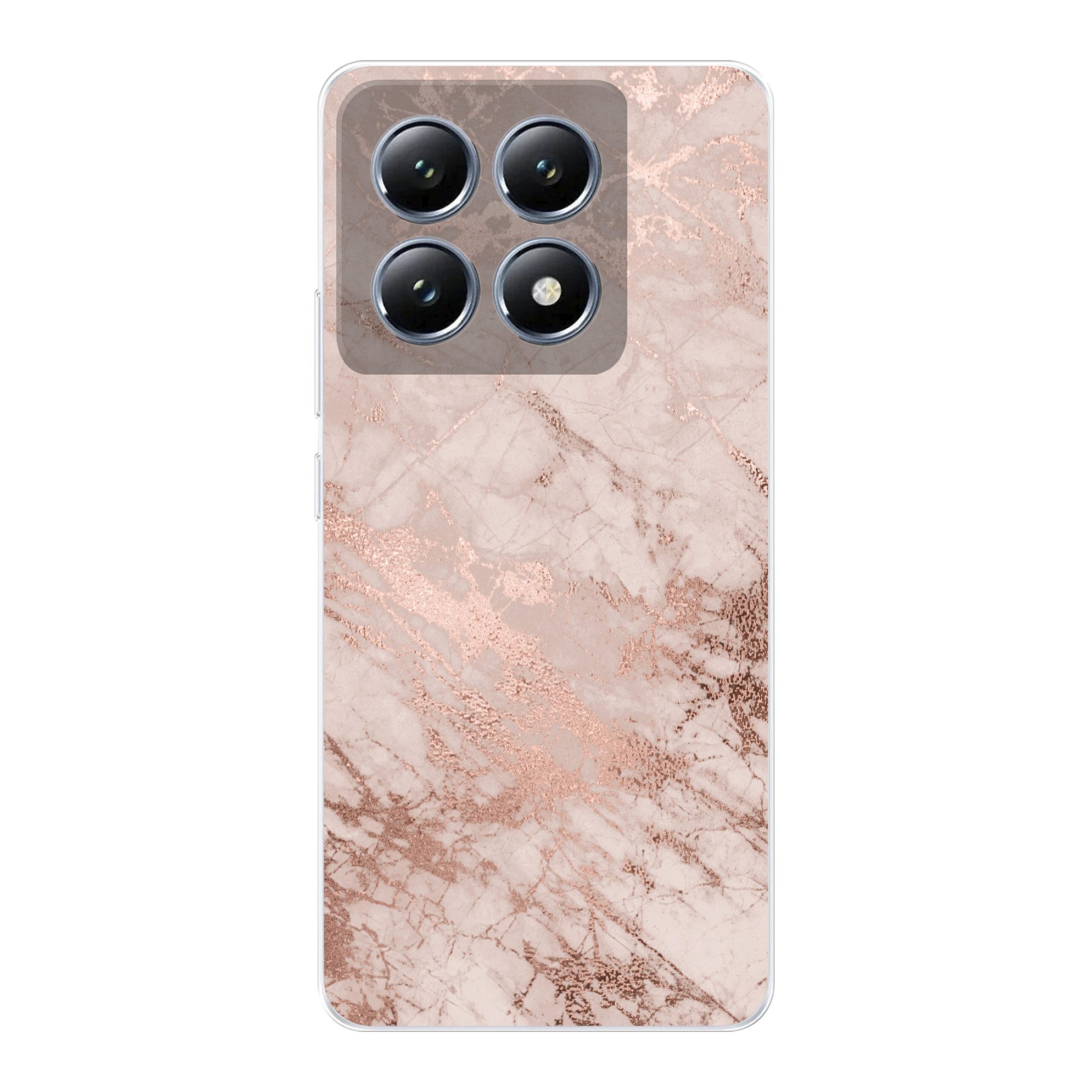 MuchoWow Handyhülle für Xiaomi 14T Marmor - Rosa - Luxus - Marmoroptik - Glitzer - Design, Handy Case, Silikon, Bumper Case Dünn