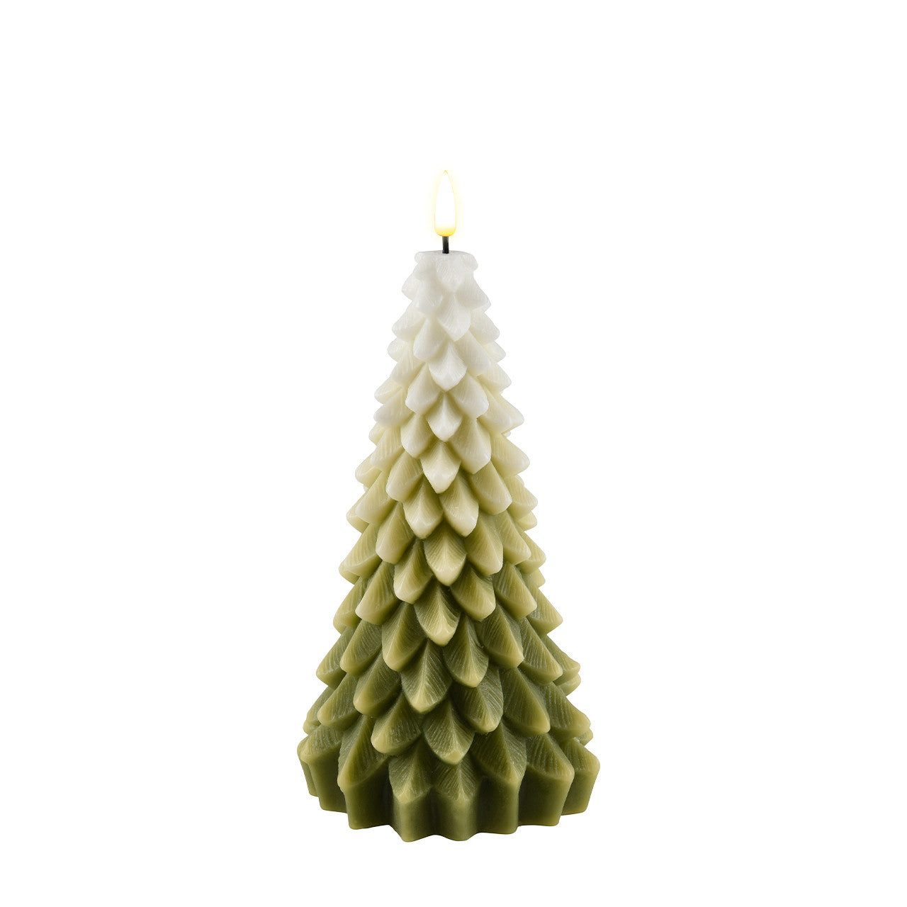 Deluxe Homeart LED-Kerze LED-Kerze Weihnachtsbaum weiß/grün 19 cm hoch - Weihnachten Weihnachts