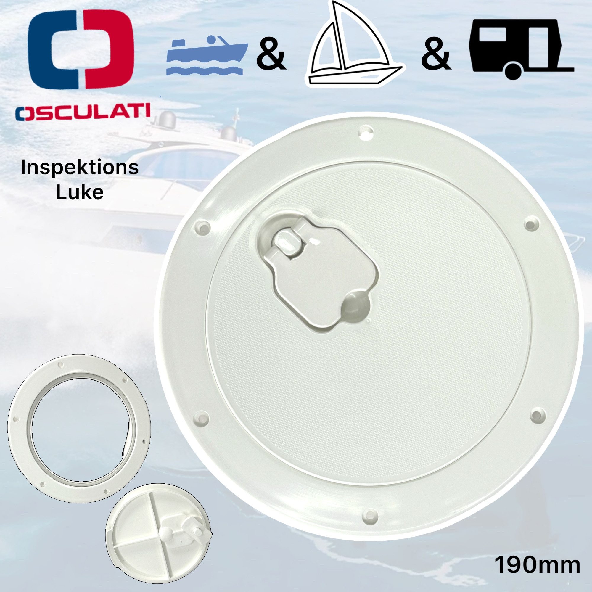 Osculati Motorboot Inspektionsluke Bodenluke Rund Marine Boot Schiff Caravan 265 creme