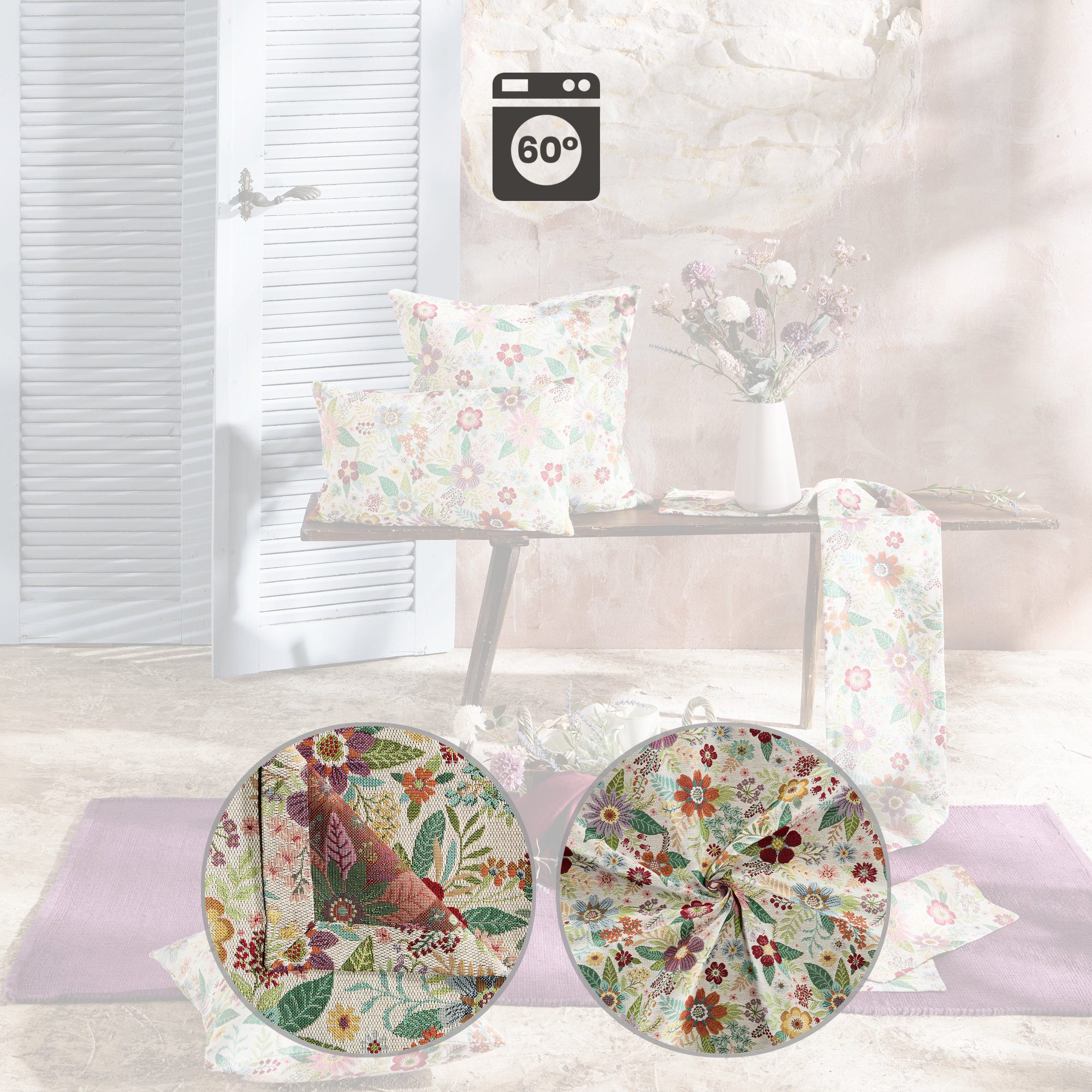 Erwin Müller Platzset Tischset "Blumen" 2er-Pack, Jacquard Blumen