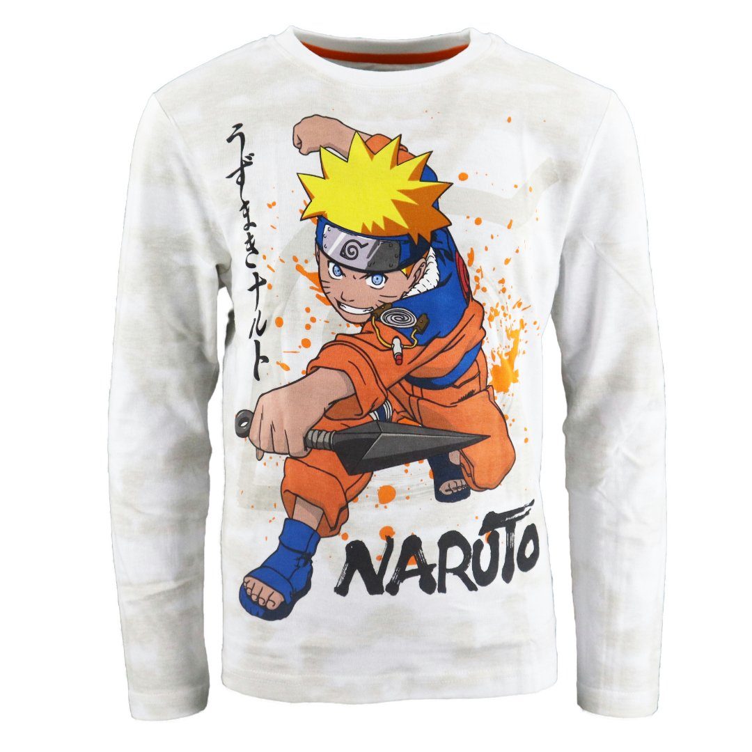 Naruto Schlafanzug Langarm Baumwolle Anime 164, Jungen bis Shippuden Orange Gr. 100% Pyjama 134 Naruto