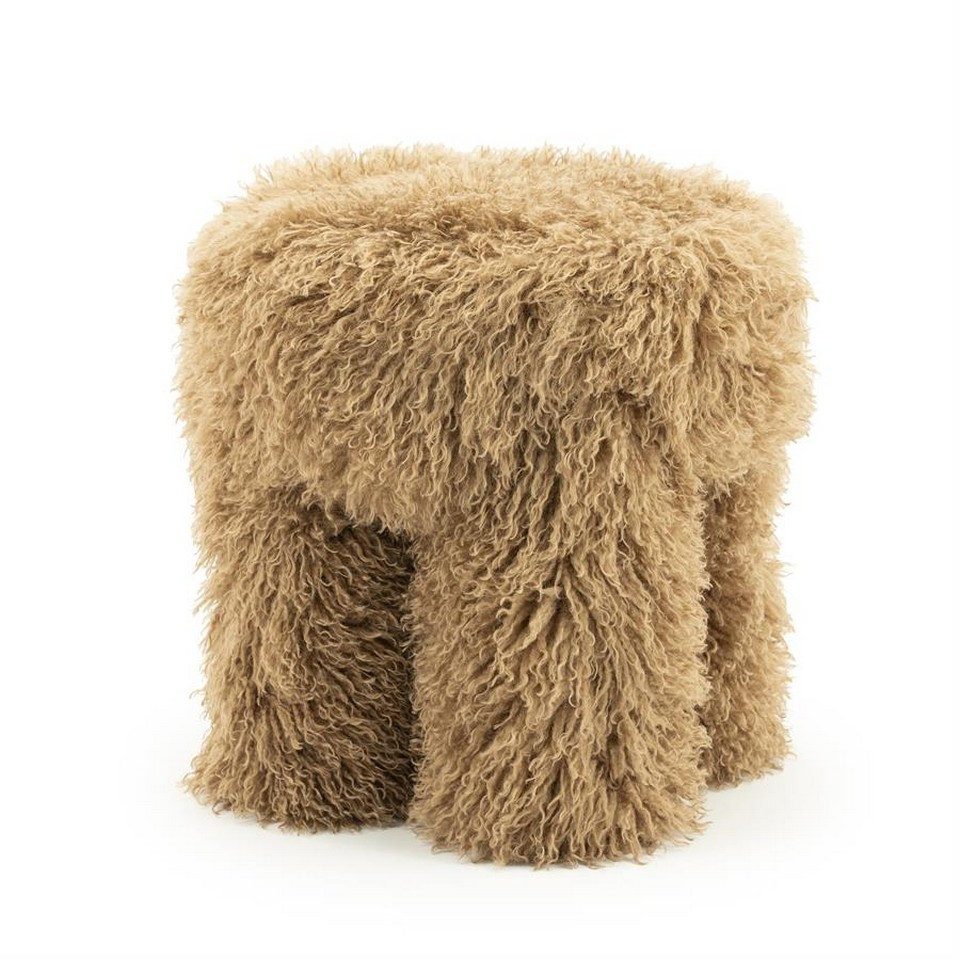LEVEN Lifestyle Sitzhocker Hocker Pouf CHARLIE Lounge-Hocker 40 x40 cm Höhe 43 cm, 3 stilvolle Farben: Erhältlich in Beige, Taupe und Braun