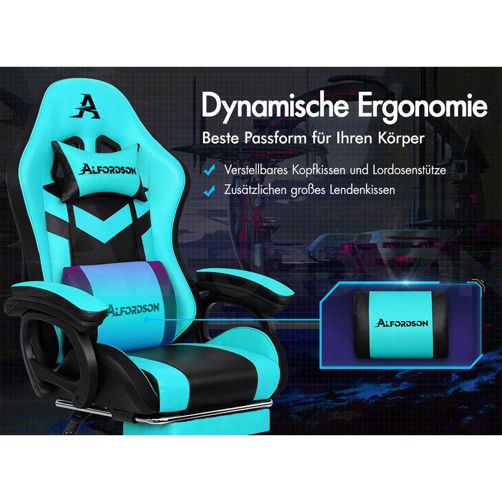 ALFORDSON Gaming-Stuhl 12 RGB LED-Farben Fernbedienung, Gleitschienen-Armle günstig online kaufen