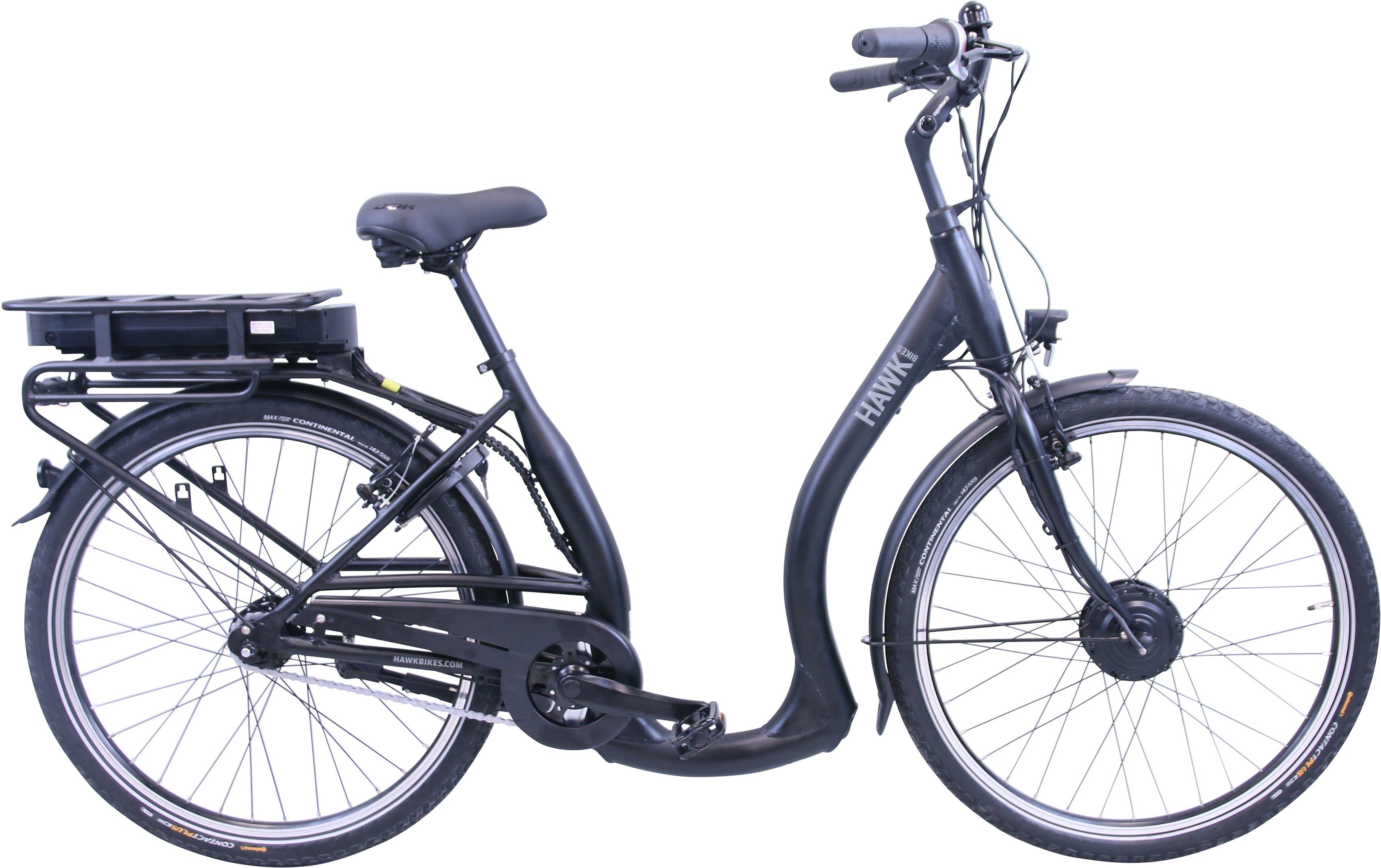 HAWK Bikes E-Bike HAWK eCity Comfort, 7 Gang Shimano Nexus 7-Gang Schaltwerk, Nabenschaltung, Frontmotor, 468 Wh Akku, Pedelec, Elektrofahrrad für Damen u. Herren, Cityrad