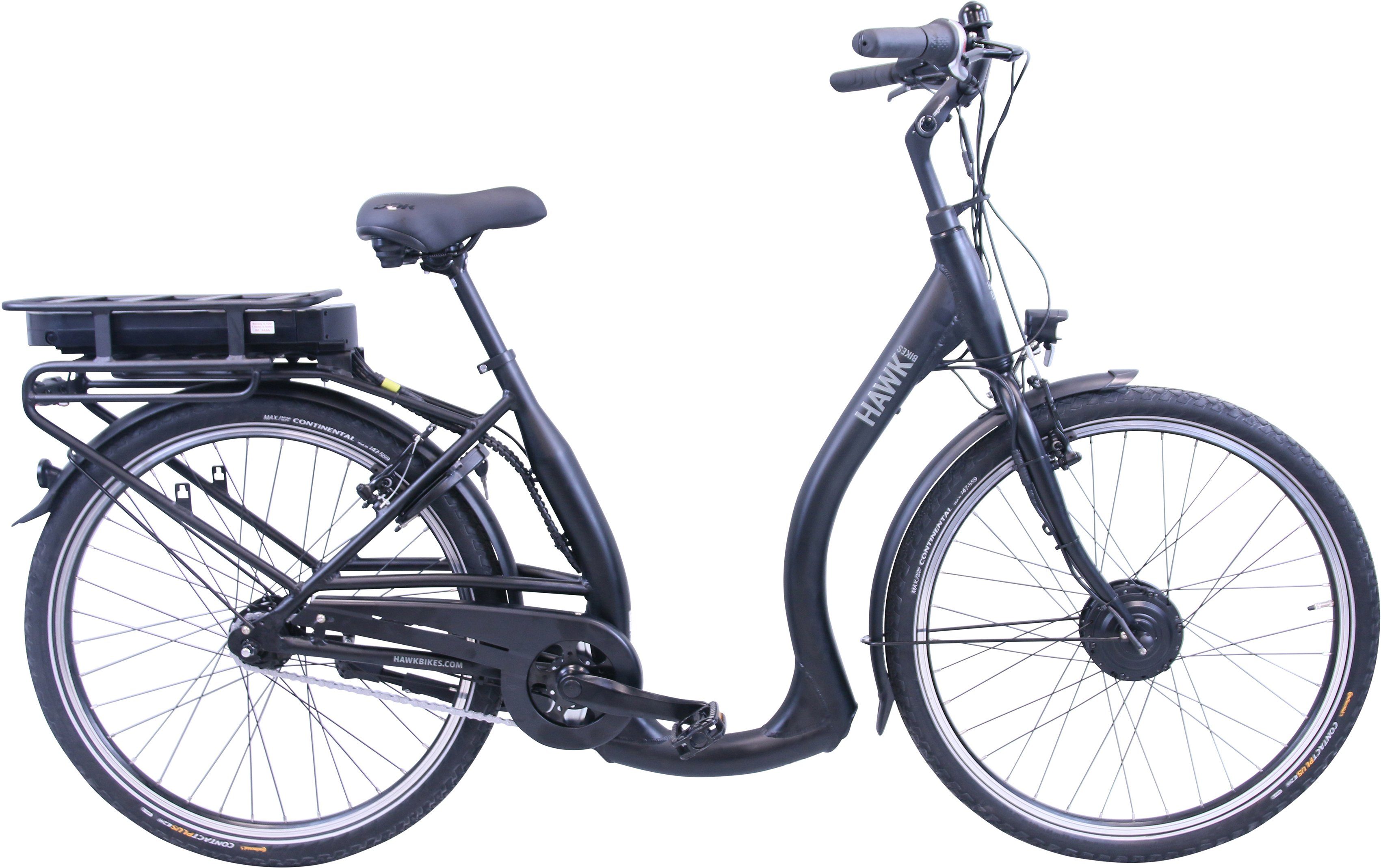 HAWK Bikes E-Bike Cityrad eCity Comfort, 7 Gang Shimano Nexus 7-Gang Schaltwerk, Nabenschaltung, Frontmotor, 468 Wh, Pedelec, Elektrofahrrad für Damen u. Herren