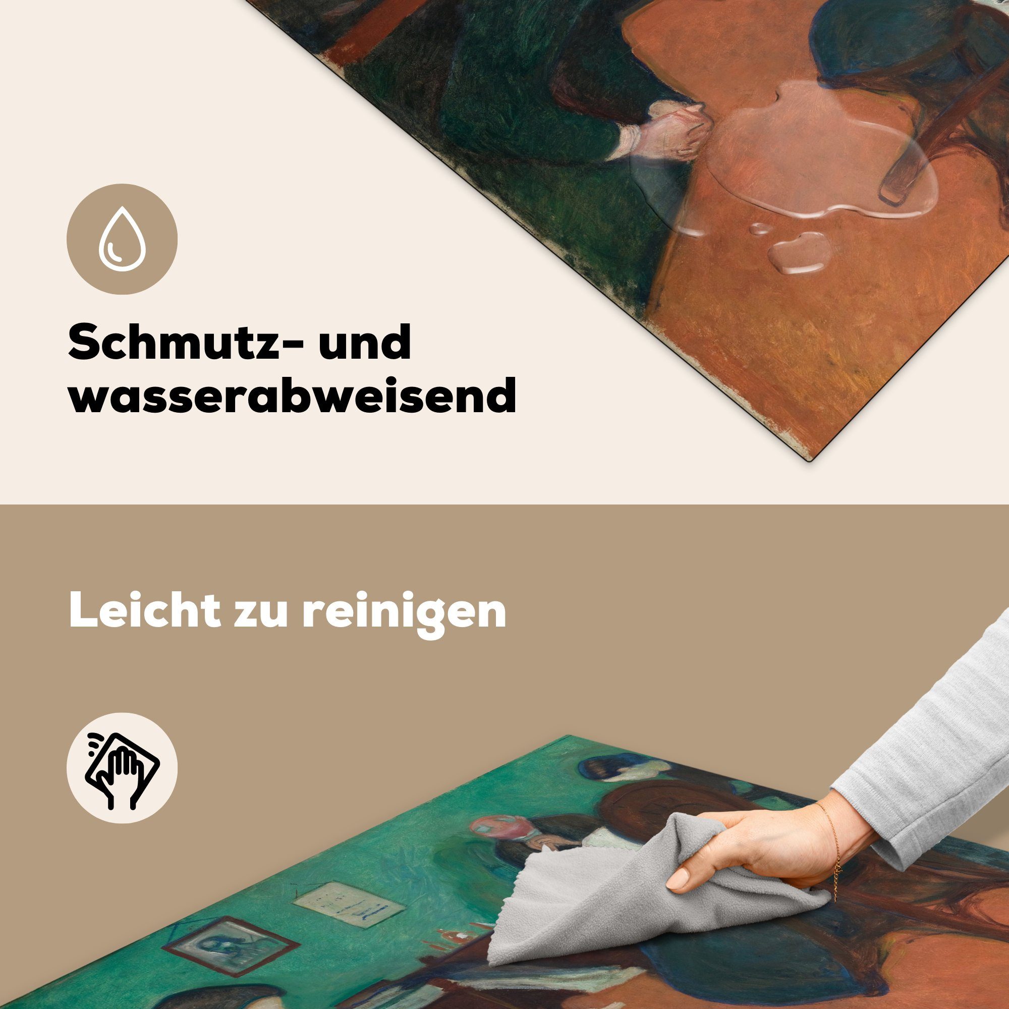 Munch, küche MuchoWow Arbeitsplatte Tod - Edvard im Herdblende-/Abdeckplatte Der für tlg), cm, (1 Krankenzimmer Vinyl, 78x78 Ceranfeldabdeckung,