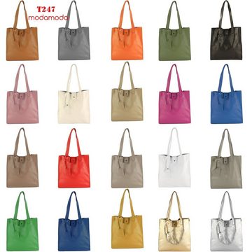 modamoda de Schultertasche T247, Echtleder Handmade in Italy