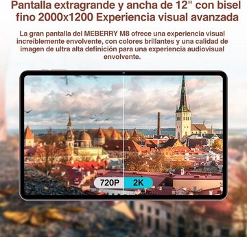 MEBERRY 16 GB RAM Octa-Core 2.0 GHz Prozessor Tablet (12", 128 GB, Android 13, 5GWiFi, mit Tastatur und Maus - Gold erstaunlichsten Funktionen)