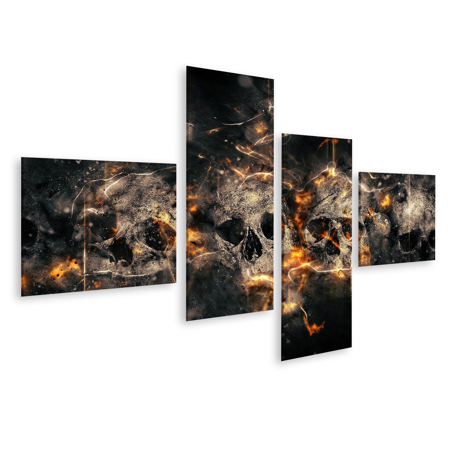 islandburner Leinwandbild Bild auf Leinwand Totenkopf Skull Schädel vor Feu günstig online kaufen