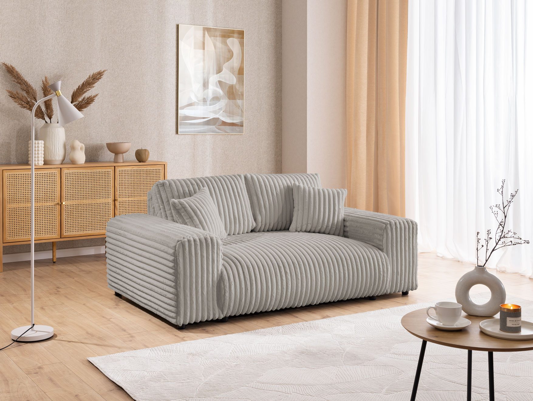 S-Style Möbel 2-Sitzer Sofa Mollis aus Plüschcord mit schöner Sitzkomfort, günstig online kaufen