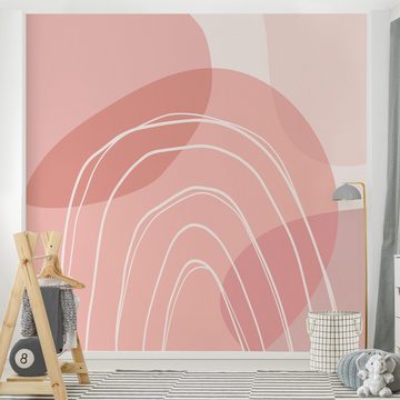 Bilderdepot24 Kindertapete Kreisformen Regenbogen Kinder Muster rosa moderne Wanddeko XXL, Glatt, Matt, (Inklusive Gratis-Kleister oder selbstklebend), Mädchenzimmer Jungenzimmer Babyzimmer Bildtapete Fototapete Wandtapete