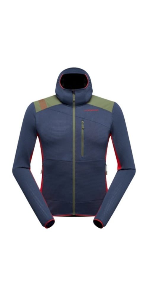 La Sportiva Fleecejacke Aequilibrium Thermal Hoody (mit Kapuze, atmungsaktiv) nachtblau/rot