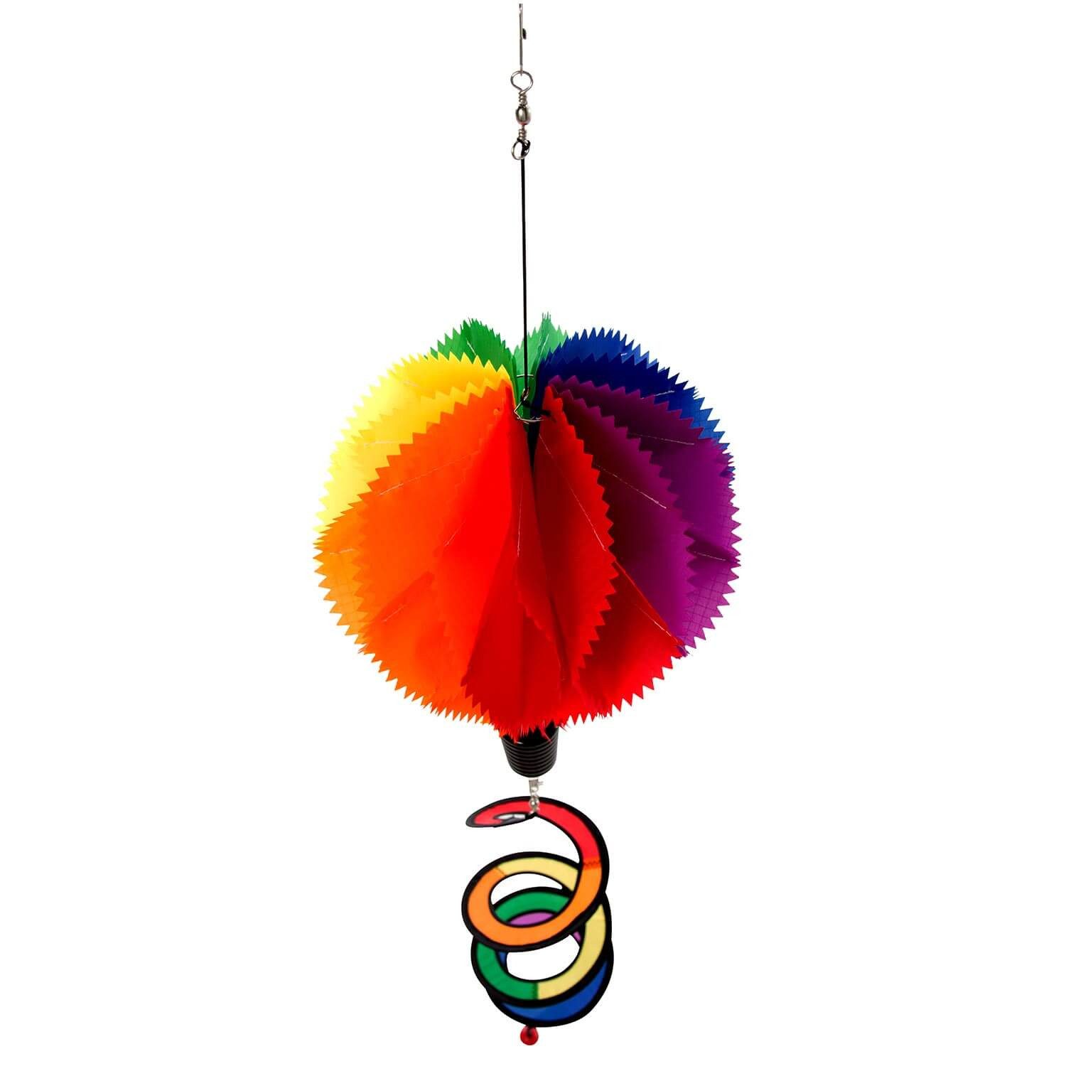 Wolkenstürmer Flug-Drache Windspiel Heißluftballon Regenbogen 84 cm, (Wind Spinner Outdoor Hängedeko für Terrasse und Garten, 1-tlg), Bunter Hot Air Balloon Twisted Gartendeko mit Spirale für Balkon