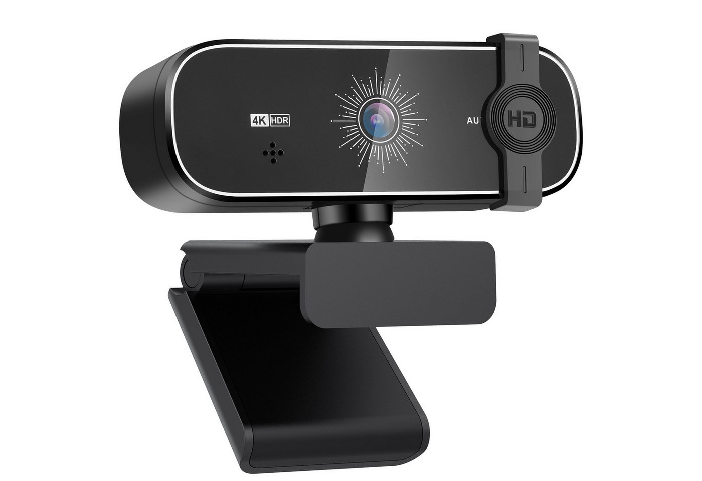 HS Onsing Webcam für PC, Zwei Mikrofone, Autofokus, mit Objektivabdeckung,4K UHD Webcam (4K, 9x opt. Zoom, Kommt mit Fernbedienung, Mit Stativ, Externe Sichtschutzabdeckung)