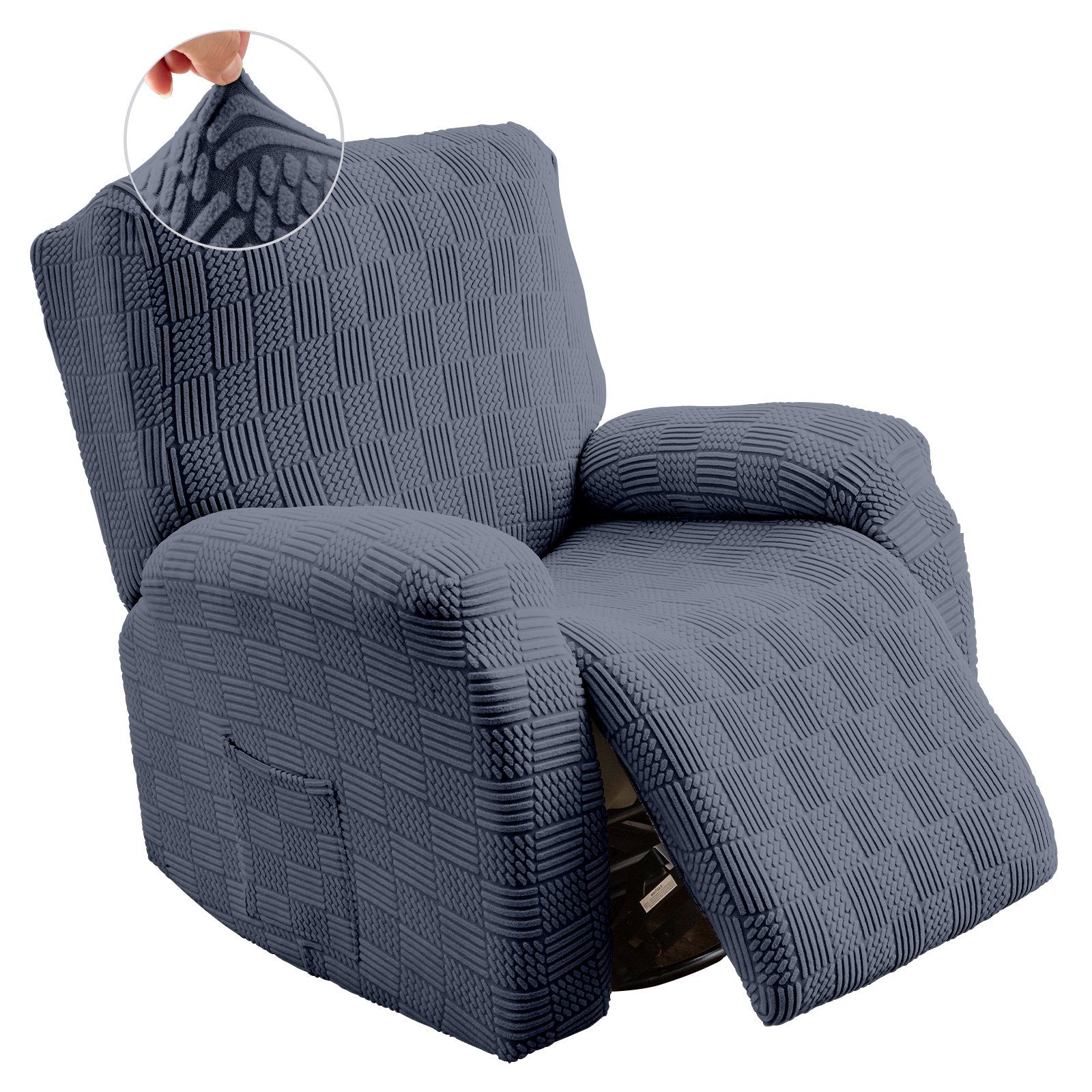 Bezug Dunkelgrau Sunicol, Sesselschoner, Fernsehsessel 4 Relaxsesselhusse Sessel Stretch für Elastisch Liege Komplett, für Jacquard, Sesselhusse, Relaxsessel, Teile