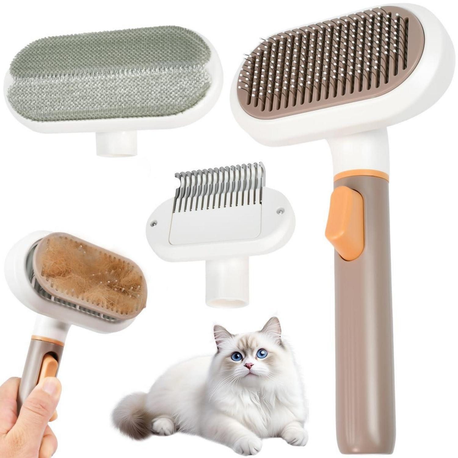 LuxusKollektion Fellbürste 3-in-1 Katzen & Hundebürste Selbstreinigend