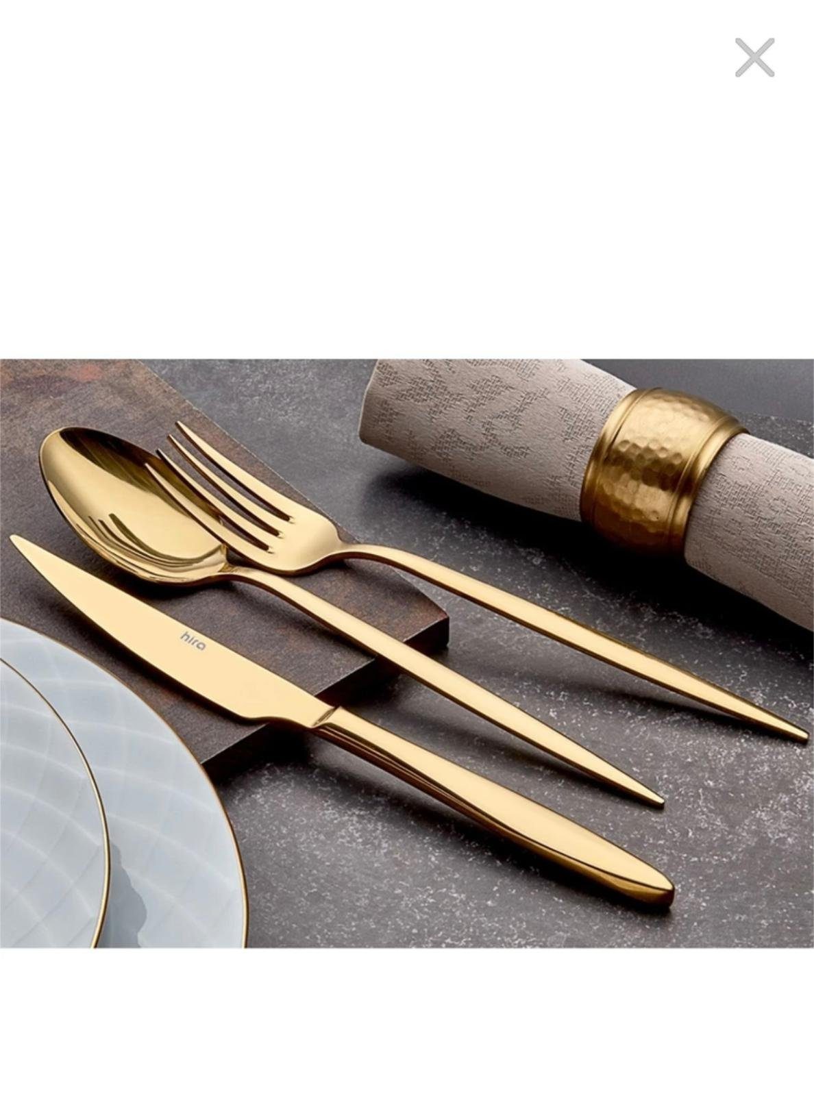 cofi1453 Besteck-Set Besteckset 36 teilig für 6 Personen Edelstahl 18/10 Gold (36-tlg)