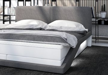 Sofa Dreams Boxspringbett Airo Kunstleder Komplettbett Modern Hotelbett, inklusive LED Beleuchtung, Matratze und Topper