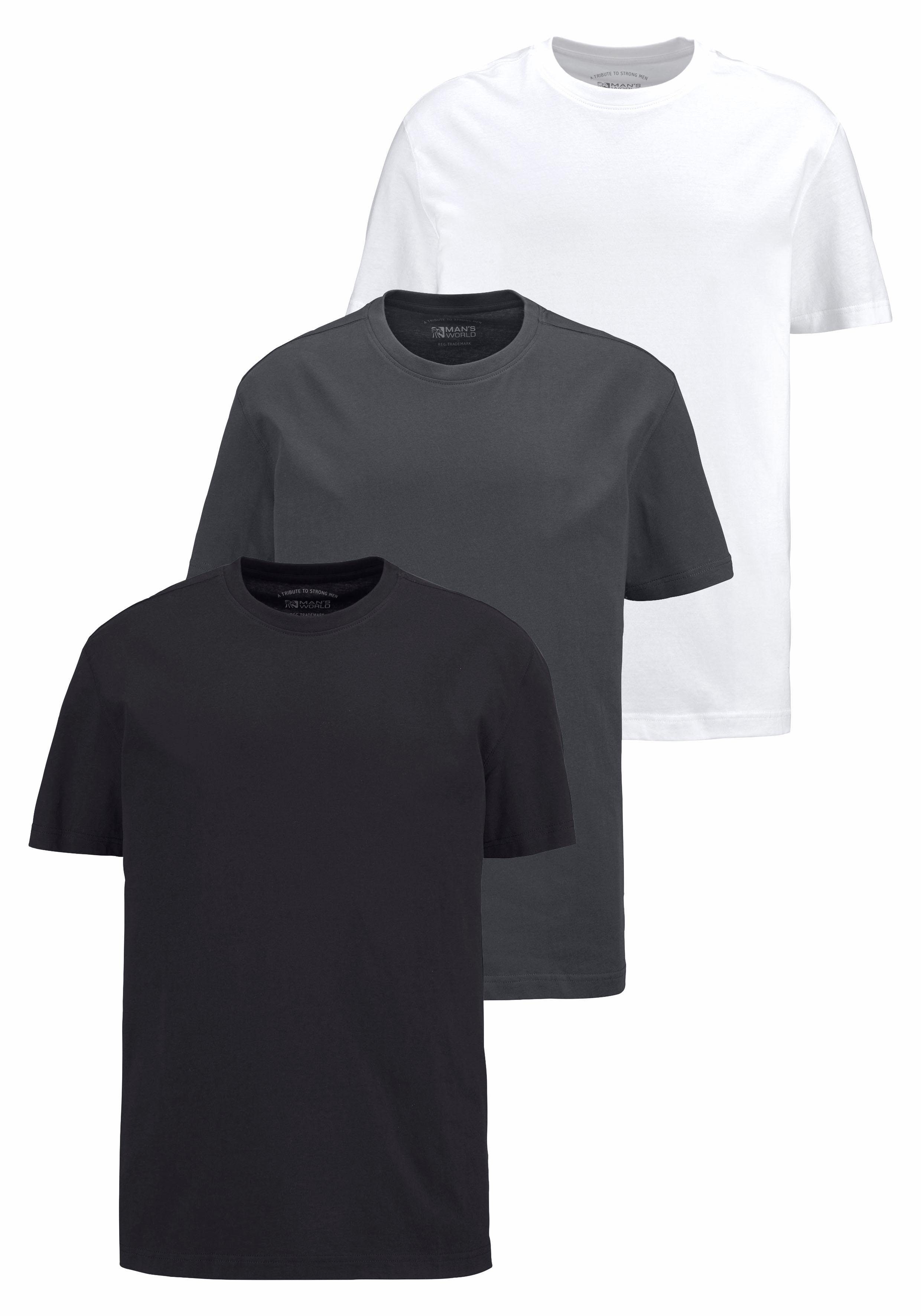 Man's World T-Shirt (Packung, 3-tlg., 3er-Pack) Basic Farben