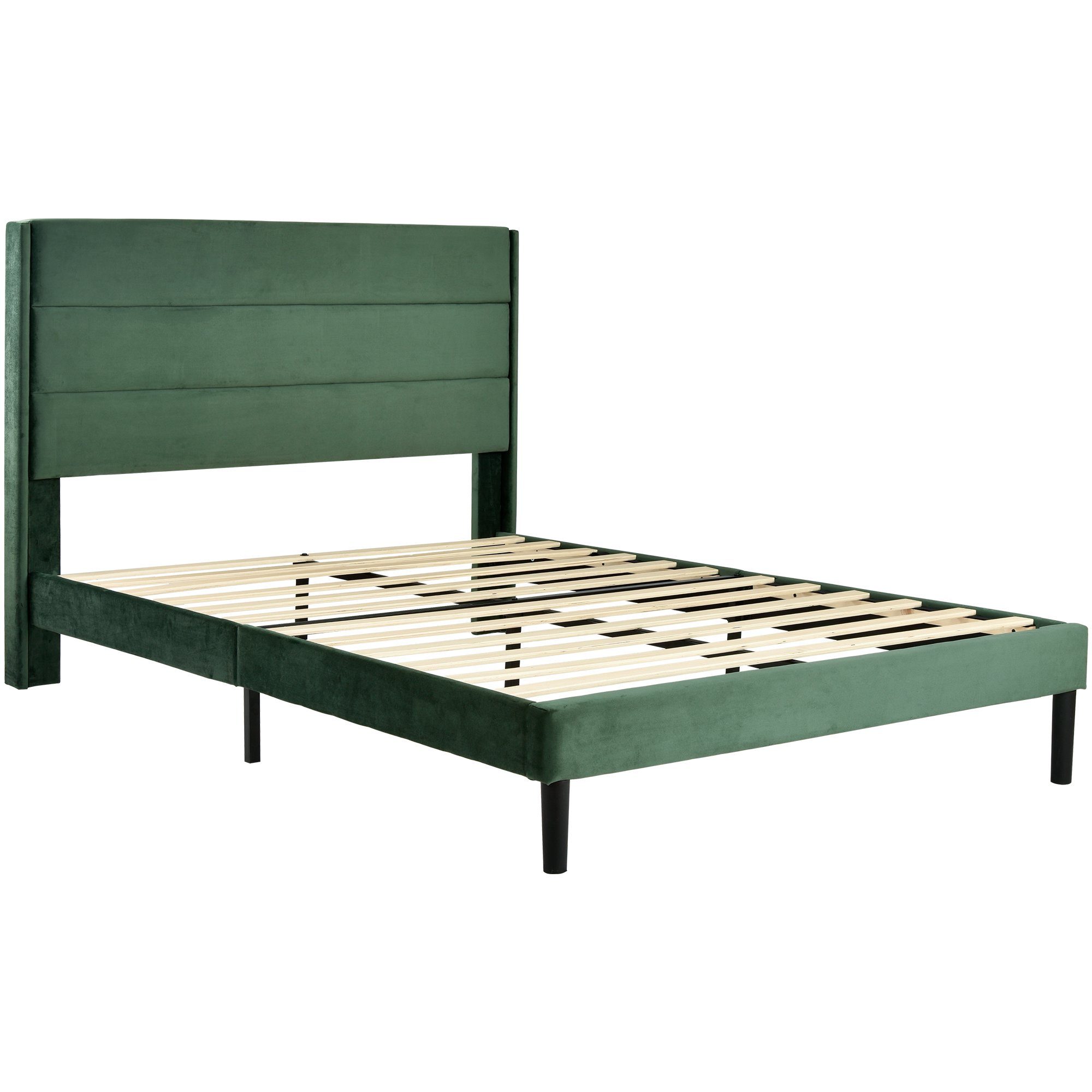 Flieks Polsterbett, Holzbett Doppelbett mit Lattenrost Samt 140x200cm