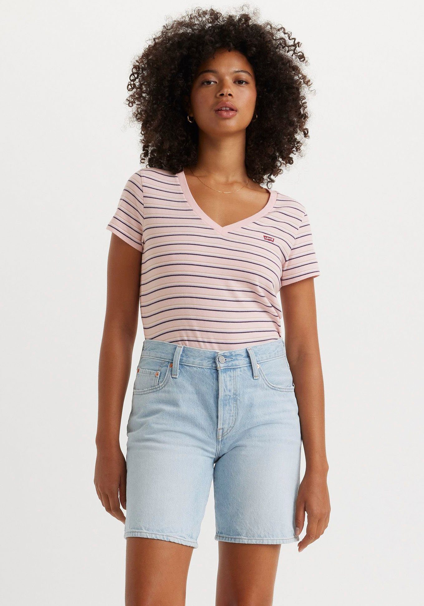 Levi's® V-Shirt PERFECT VNECK mit Mini-Batwing-Logostickerei