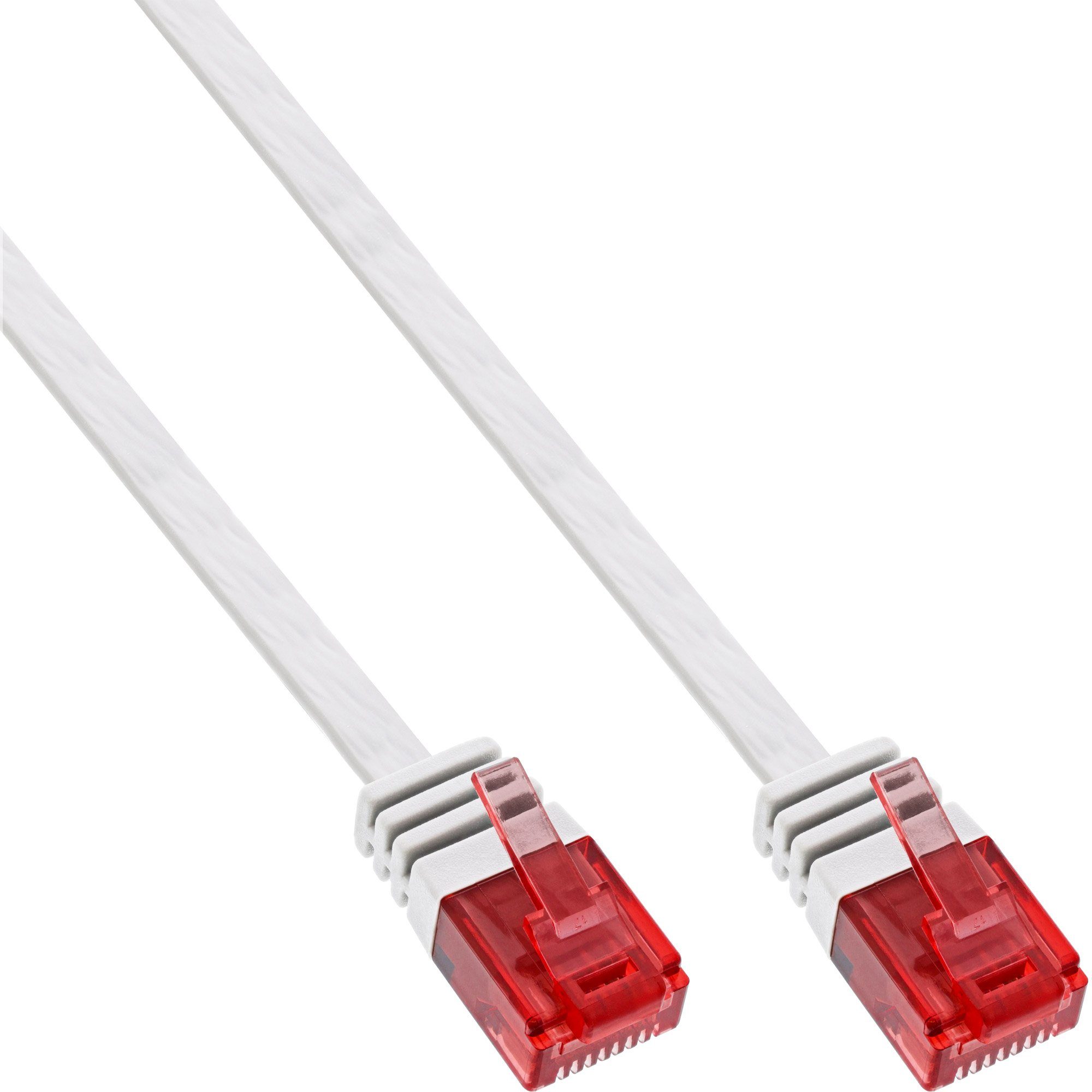 InLine® Patchkabel flach, U/UTP, Cat.6, weiß, 7m LAN-Kabel