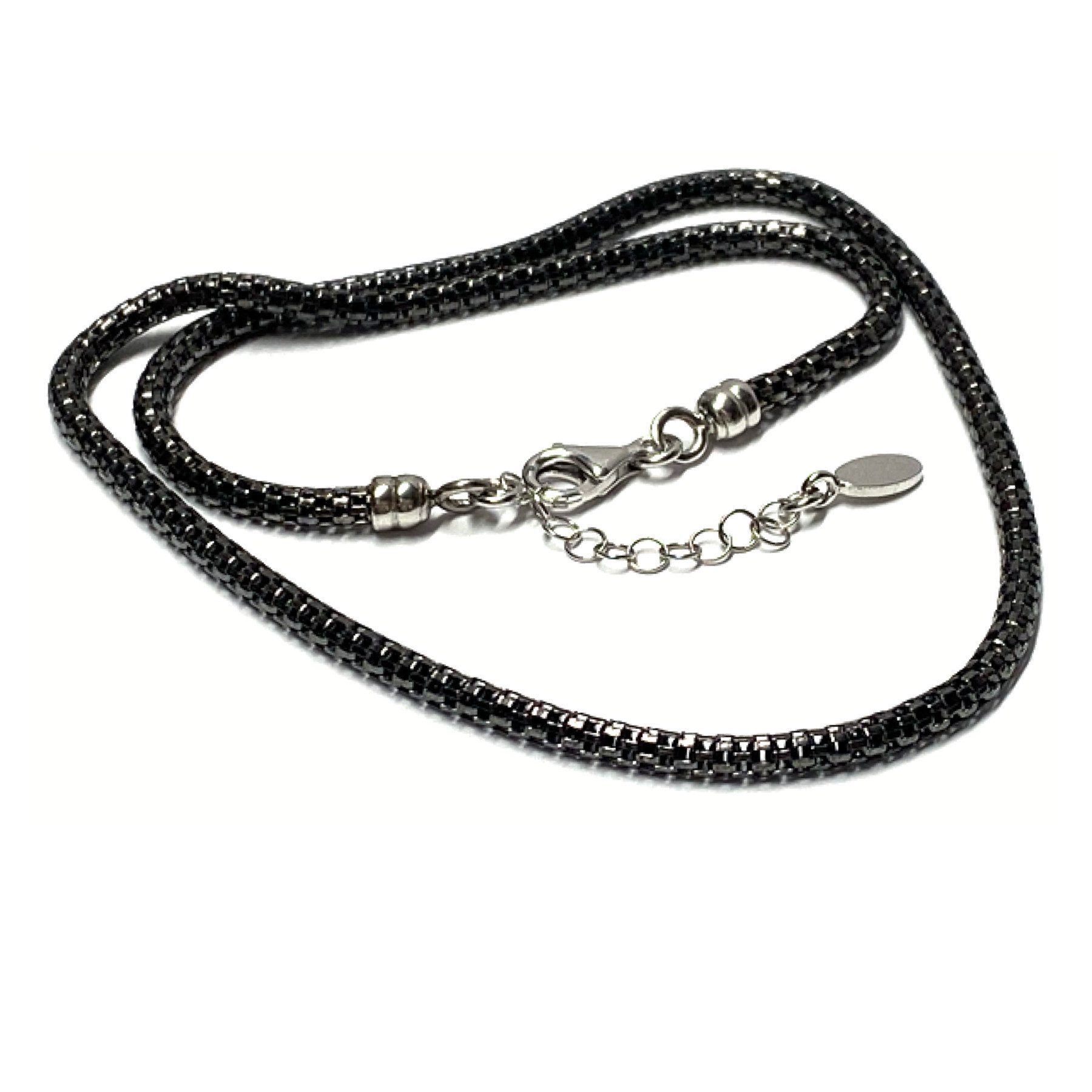 Collier Kette 925 Silber rutheniert Collier Halskette 43-46cm