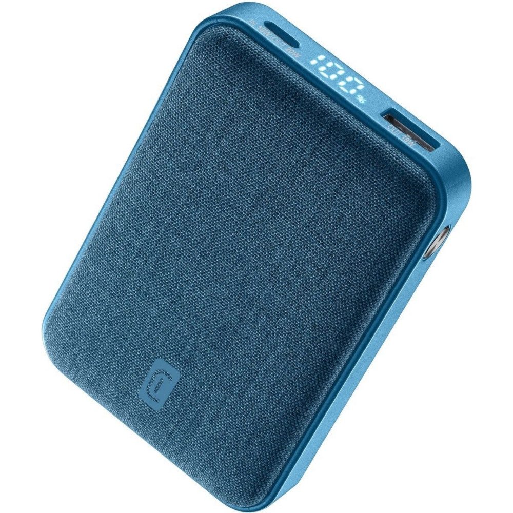 Cellularline Powerbank 10.000mAh blau Glam 20W tragbare Energiequelle. Handy-Netzteile (Elegantes blaues Design)