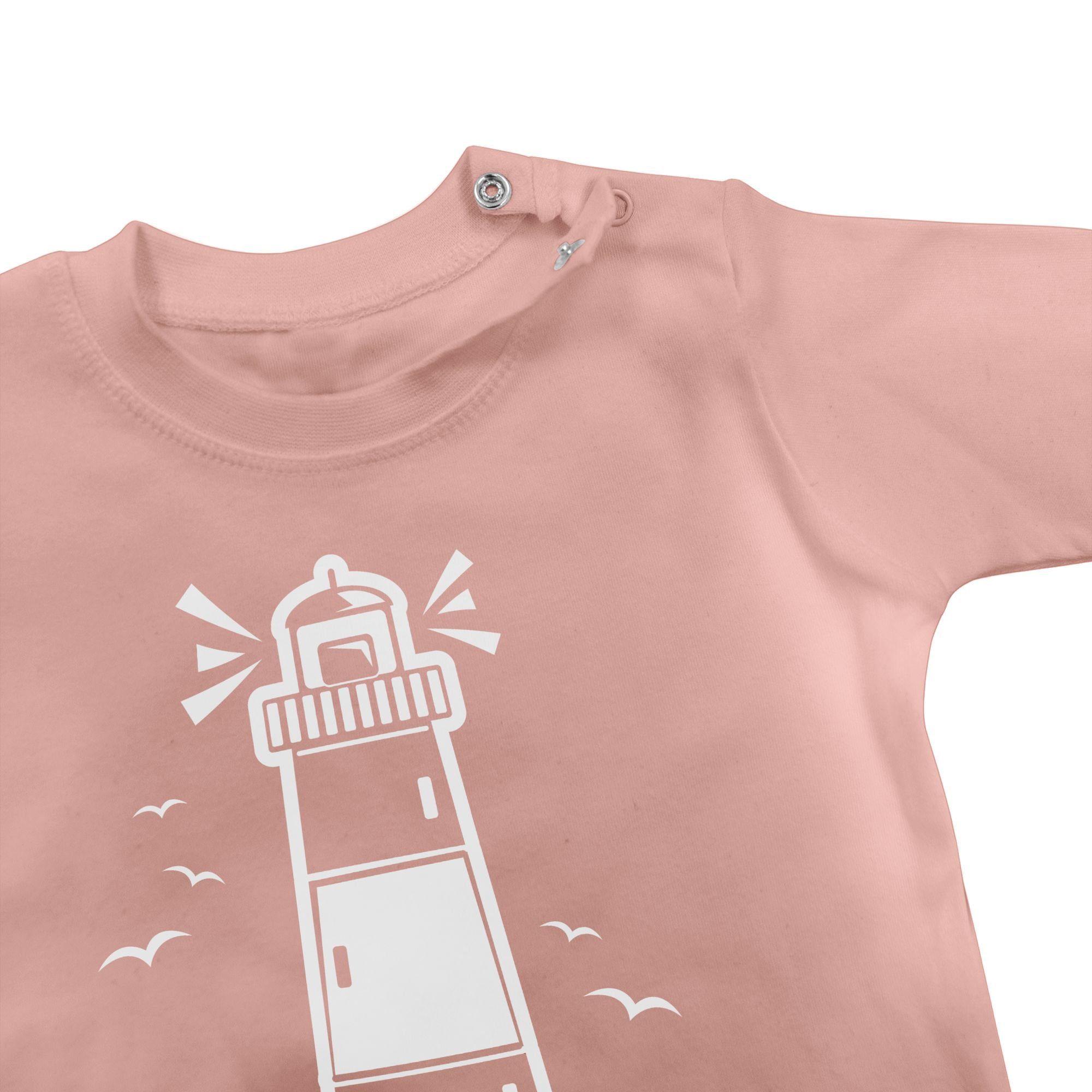 T-Shirt Baby Moin Sprüche Moin Babyrosa Leuchtturm 2 Shirtracer -