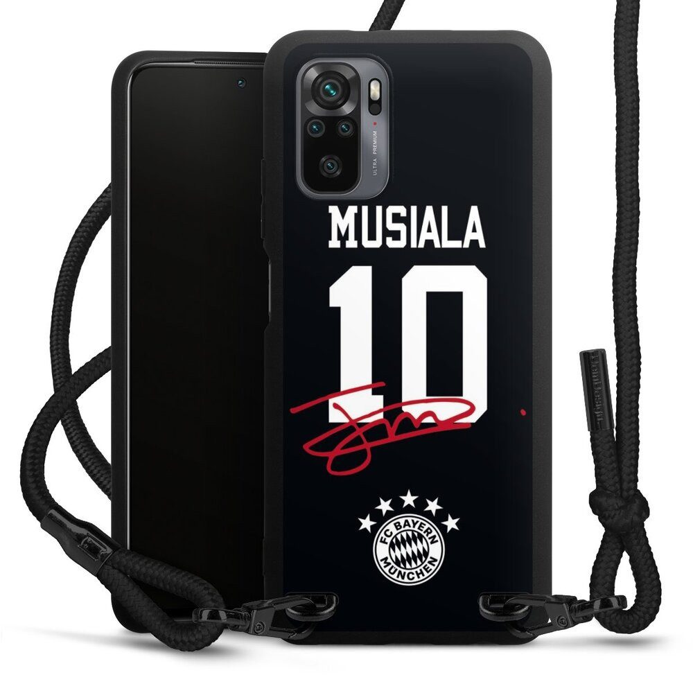 DeinDesign Handyhülle FC Bayern München Jamal Musiala FCB Musiala 10, Xiaomi Redmi Note 10 4G Premium Handykette Hülle mit Band