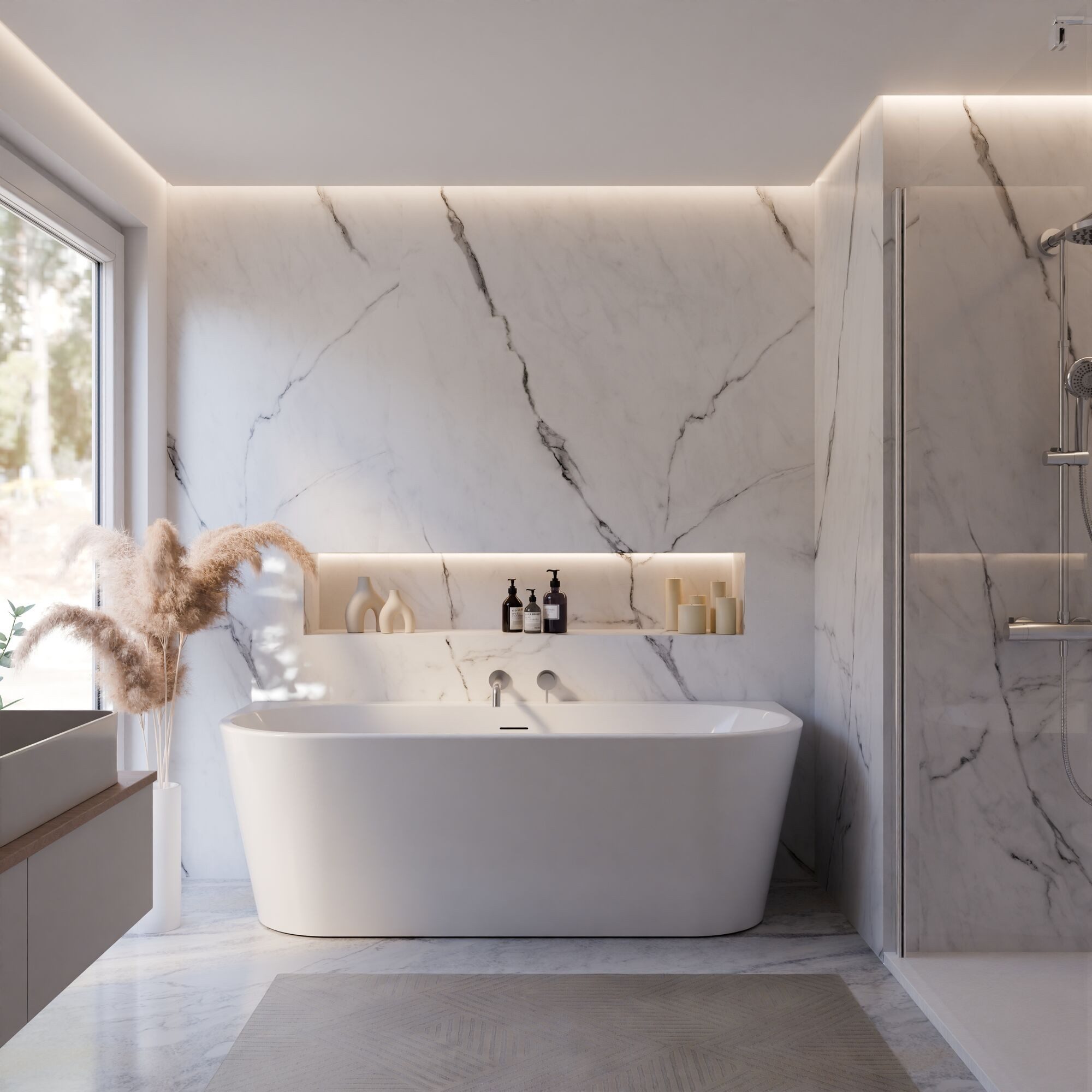 Schulte Badewanne Rio, 180x80 cm Sanitäracryl Weiß Komplett-Set Fußgestell, Schürze, Ablauf