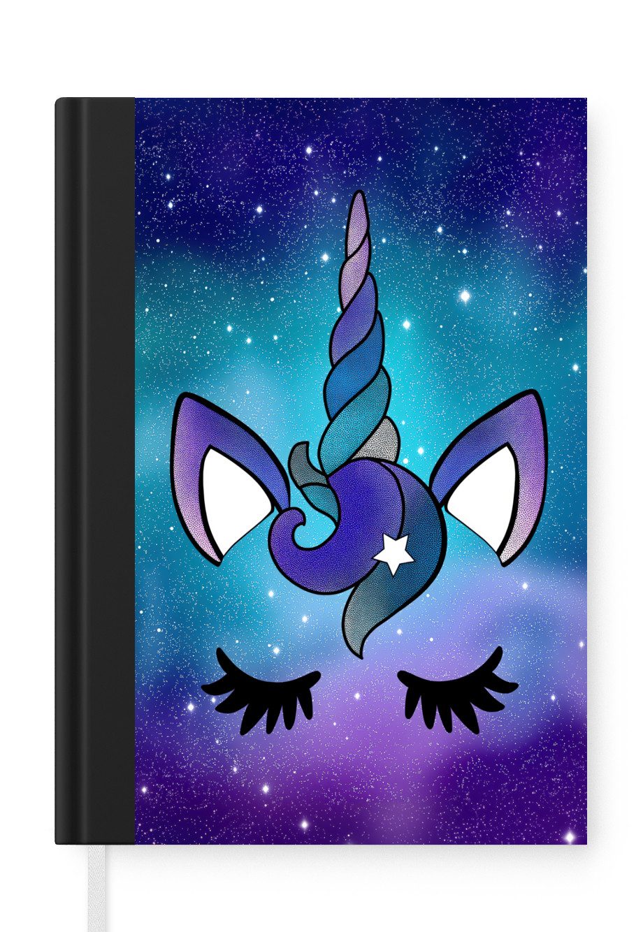 MuchoWow Notizbuch Einhorn - Sternenhimmel - Blau, Notebook, Notizblock a5, Tagebuch, Journal Liniert