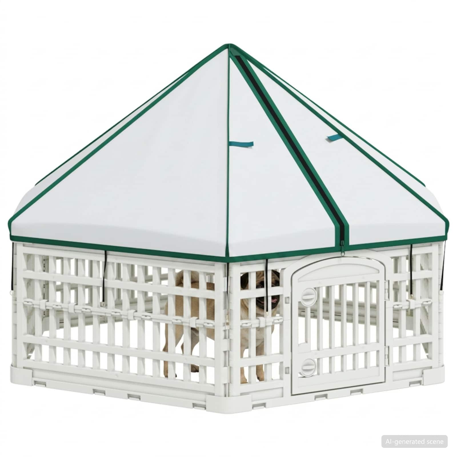 vidaXL Freigehege 6-Panel-Hundespielplatz 122 x 106,5 x 82 cm Kunststoff Weiß
