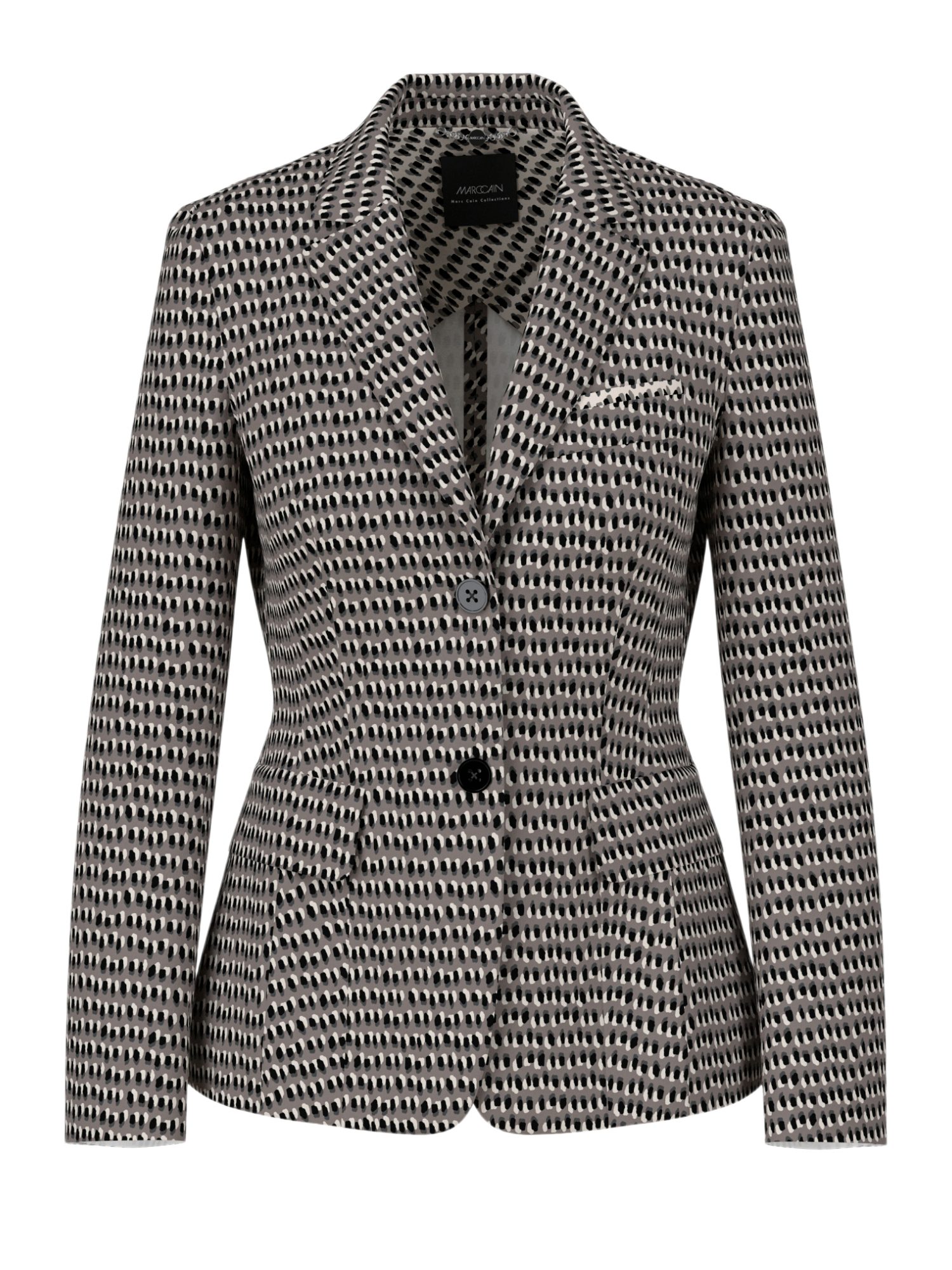 Marc Cain Jackenblazer ZC.2 - D - City Tour grau,Elegant,Polyester,Gepunktet,Reverskragen,Lang,Tailliert