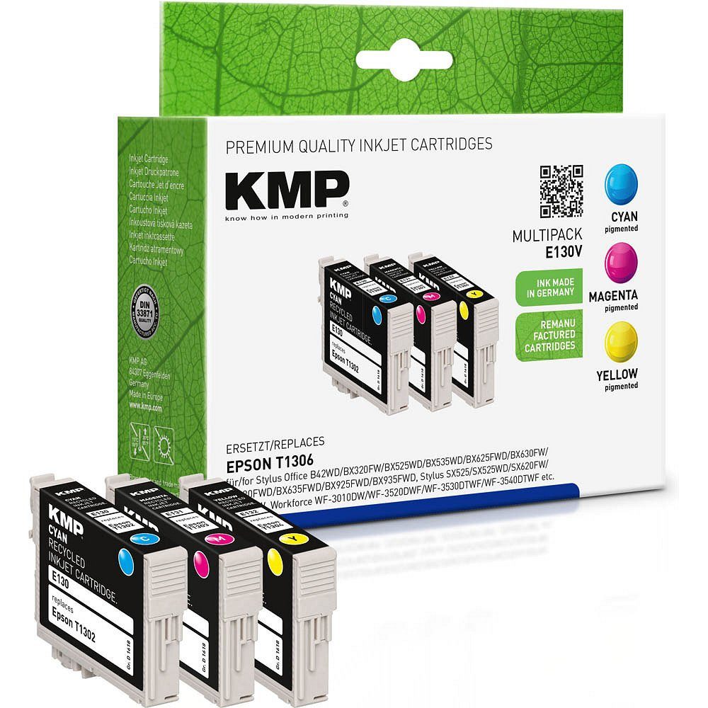 KMP 1 Tinten-Multipack E130V ERSETZT Epson T1306 C/M/Y Tintenpatrone (3 Farben)