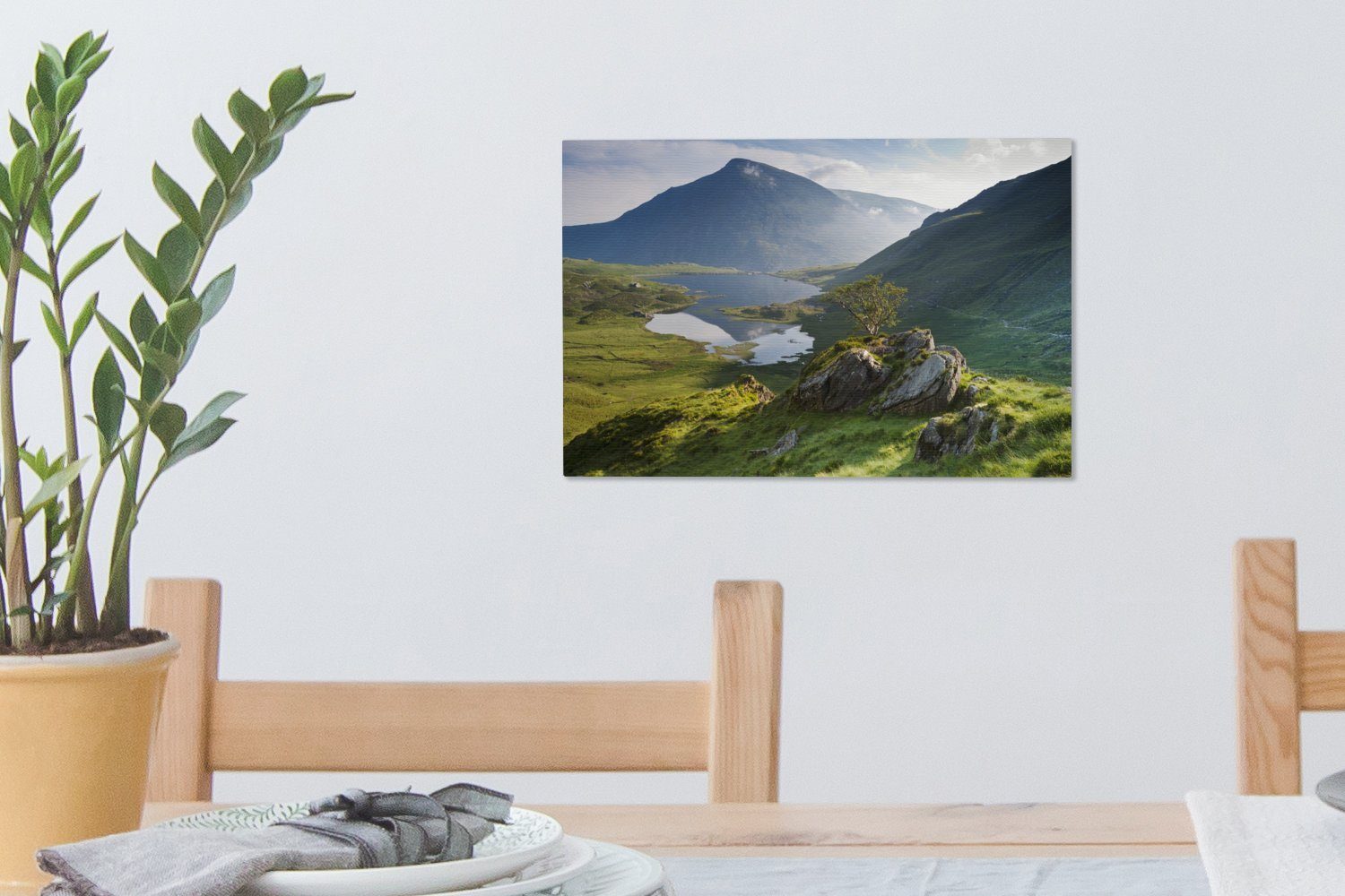 Aussicht (1 einem, Leinwandbild Snowdonia schönen OneMillionCanvasses® Wanddeko, Aufhängefertig, Fantastische mit Leinwandbilder, Wandbild und St), über Bergen 30x20 cm