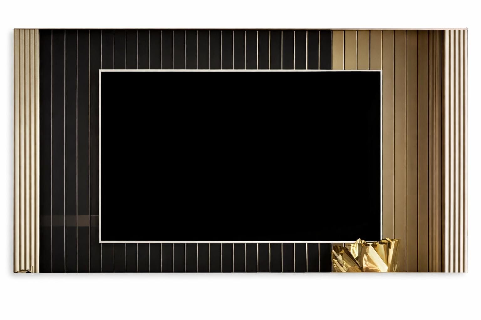 Xlmoebel TV-Schrank Elegantes TV-Panel mit goldenen und schwarzen Akzenten (TV-Panel) Made in Europa