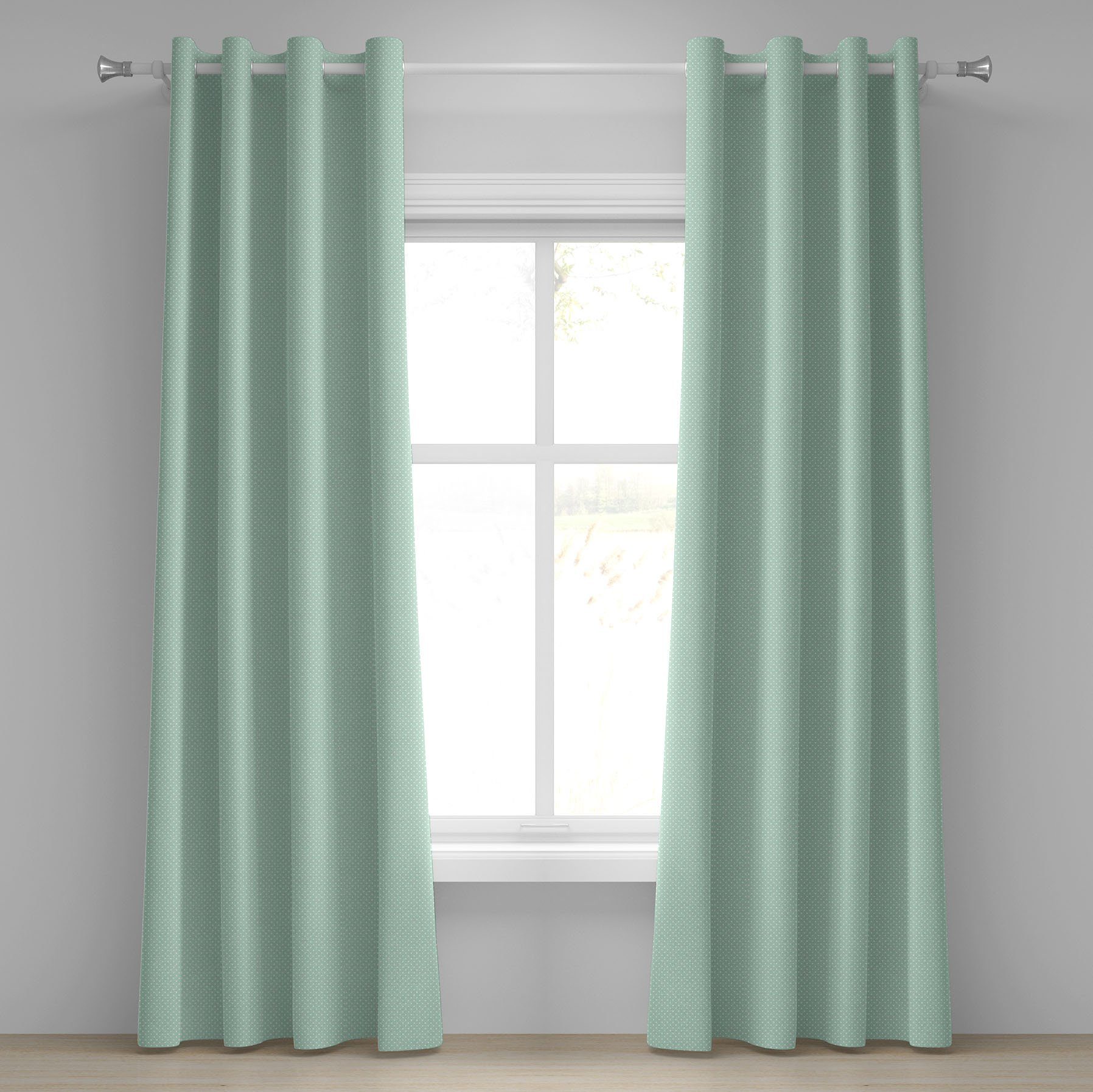 Gardine Dekorative 2-Panel-Fenstervorhänge für Schlafzimmer Wohnzimmer, Abakuhaus, Grün Retro kleine Tupfen