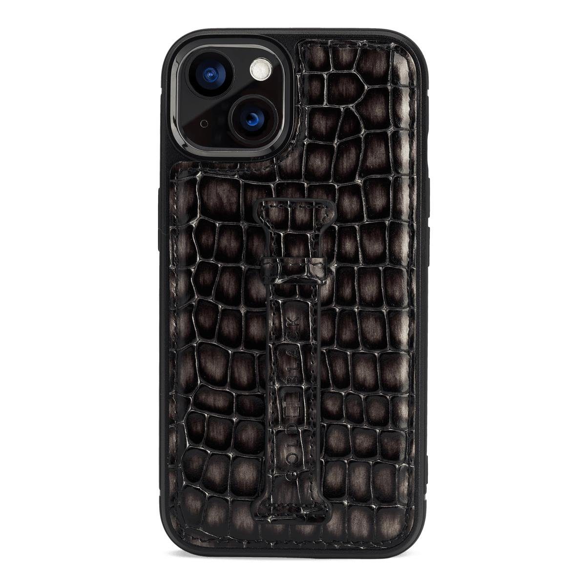 GOLDBLACK Handyhülle iPhone 13 Leder Case mit Fingerschlaufe Milano-Des 15,49 cm (6,10 Zoll)