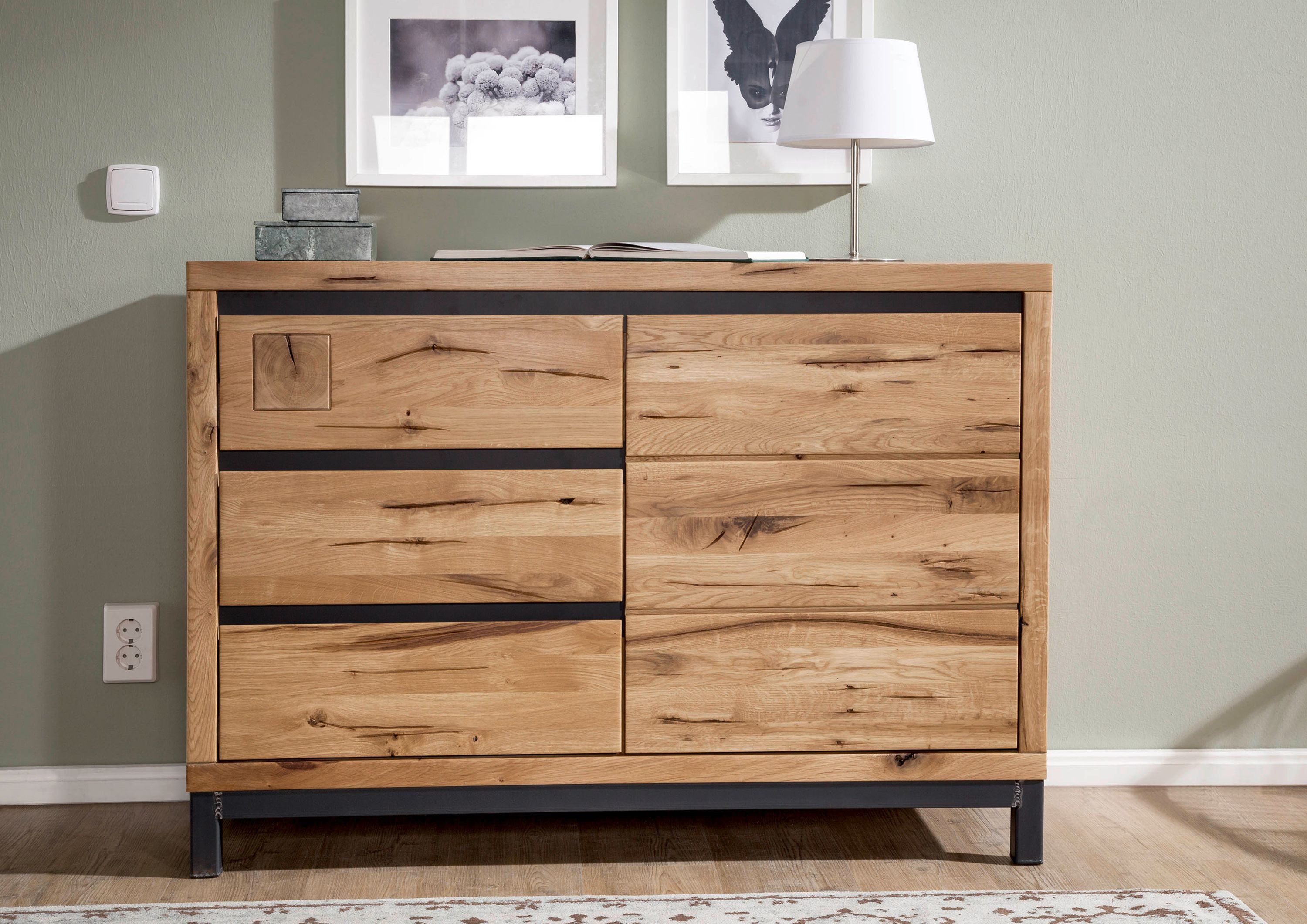 Massivmoebel24 Sideboard VILLANDERS (Massivholz), Sideboard Wildeiche 120x45x85 natur geölt VILLANDERS #110
