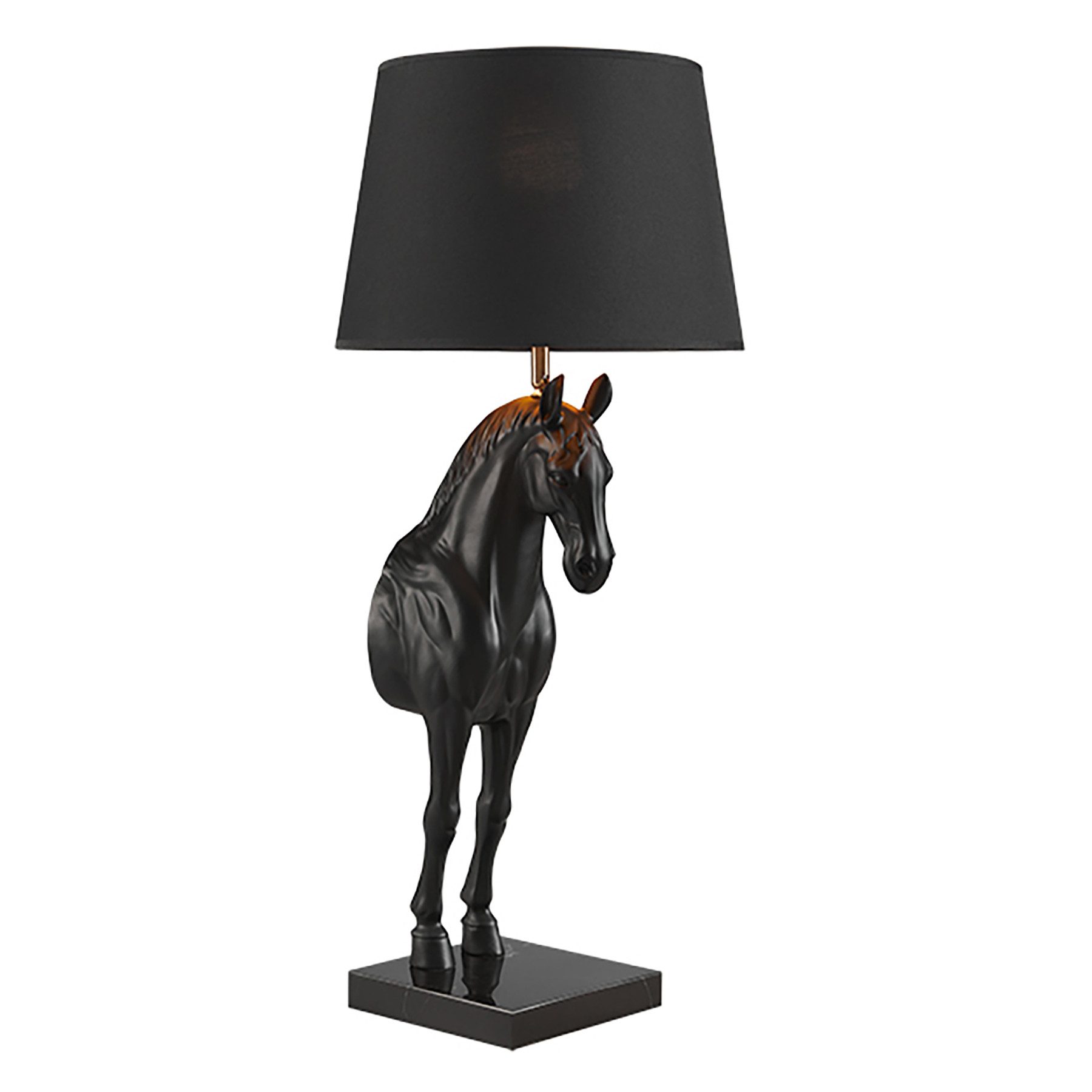riess-ambiente Tischleuchte BLACK BEAUTY 75cm schwarz gold · Tischleuchte mit Pferde-Kopf, keine besonderen Funktionen, ohne Leuchtmittel, Skulptur · Dekoration · mit Lampenschirm · Wohnzimmer · Design