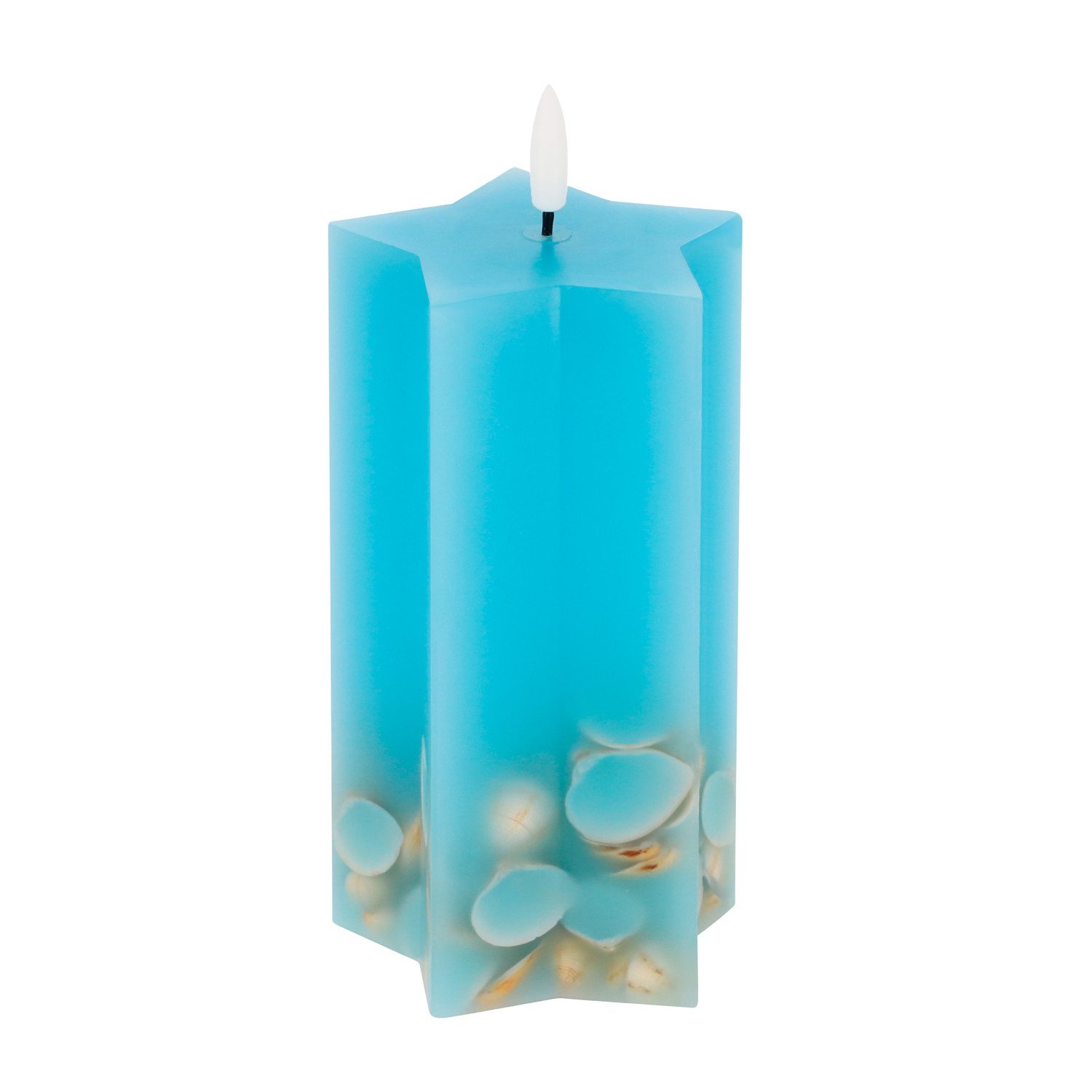 LED Universum LED-Kerze LED Universum - LED Wachskerze "Shelly Star" blau 15cm Sternform