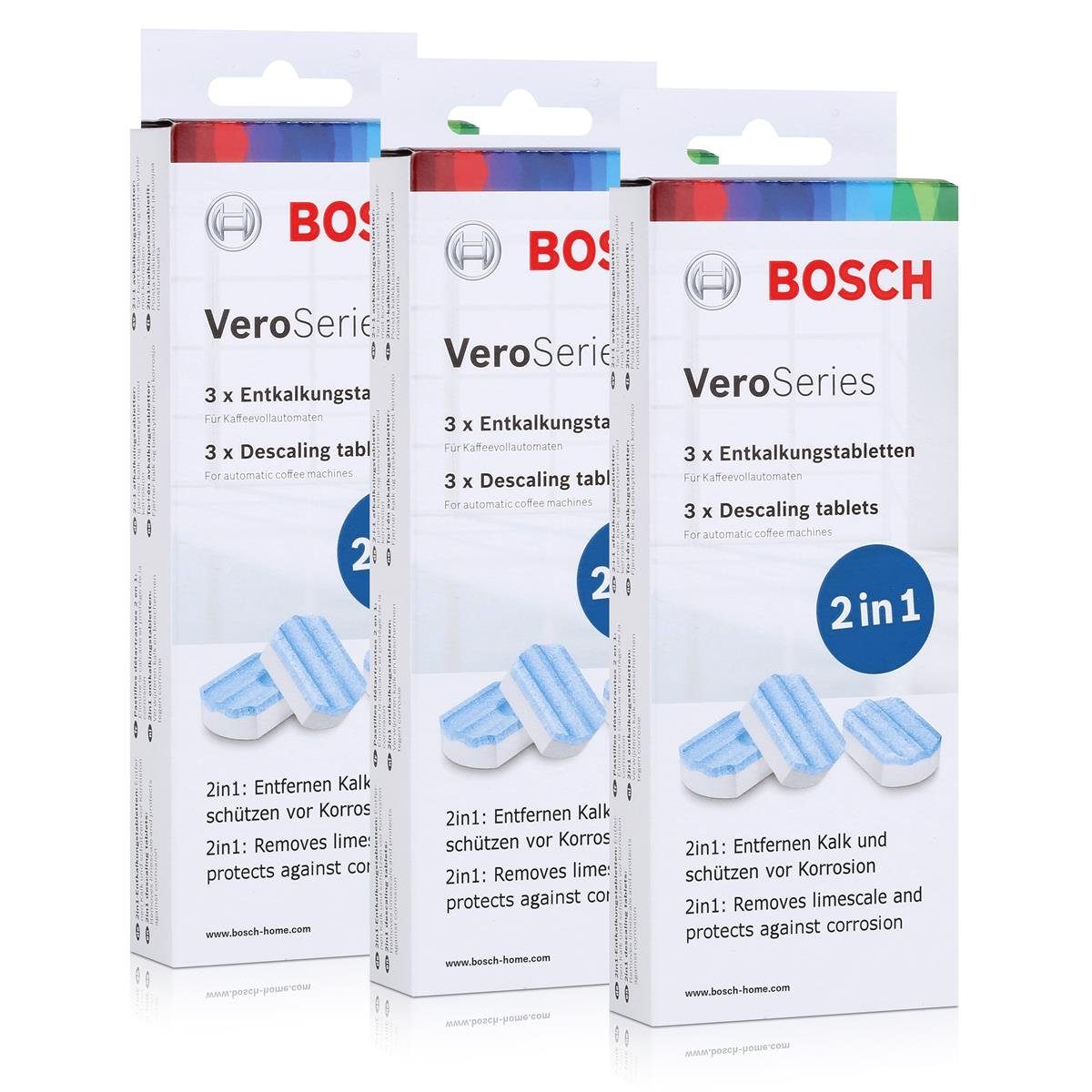 Kaffeevollau Bosch 3x VeroSeries Entkalker 2in1 TCZ8002 für BOSCH Entkalkungstabletten
