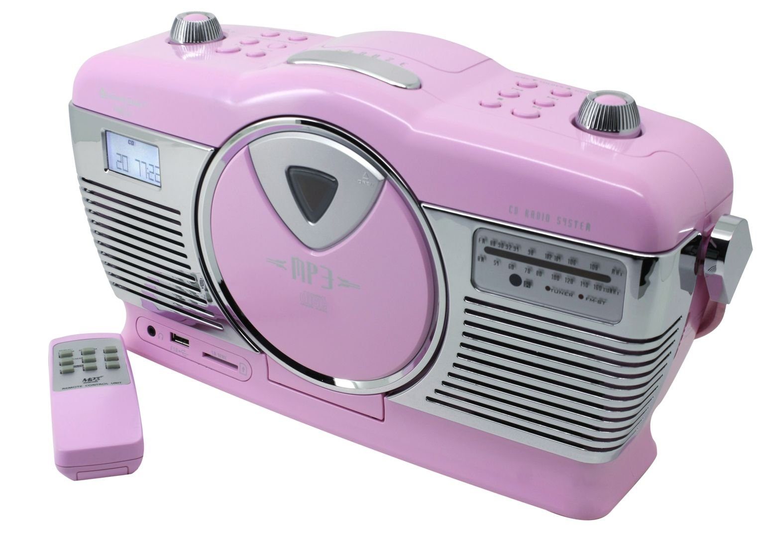 Soundmaster RCD1350PI Retro Radio mit CD USB MP3 SD Uhr mit Wecker  Fernbedienung Kompaktanlage