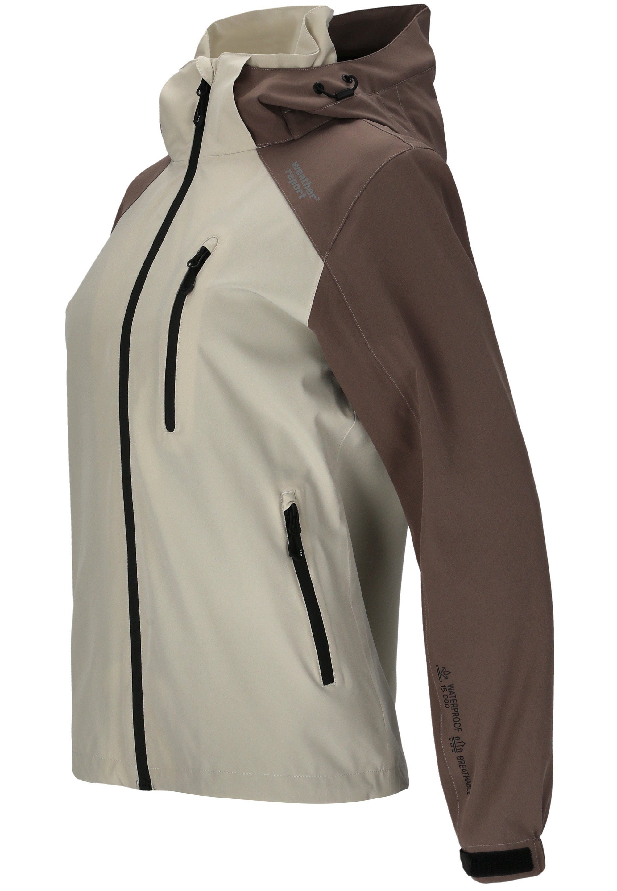 Outdoorjacke wasserdichter WEATHER taupe mit REPORT W-PRO15000 Beschichtung CAMELIA