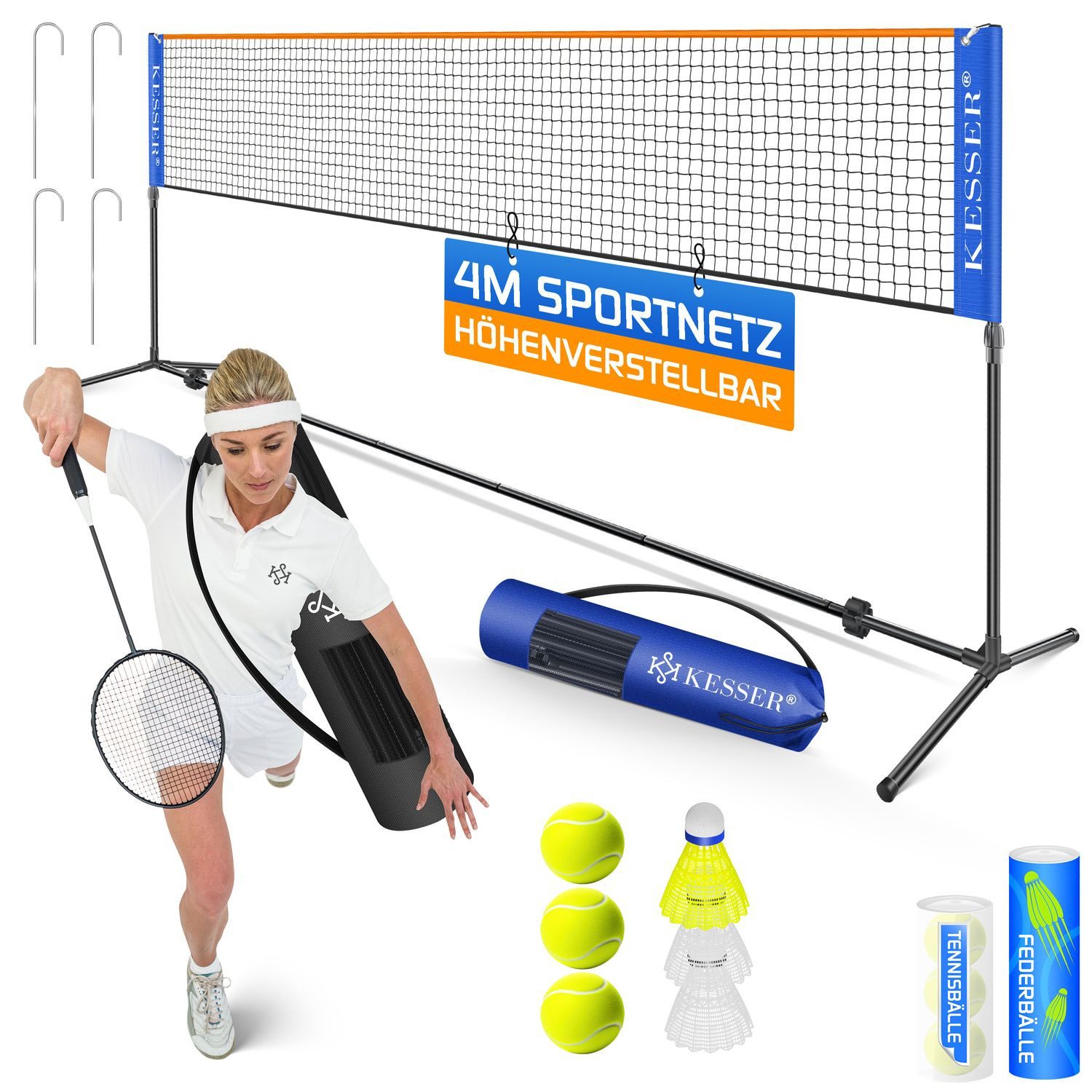 KESSER Badmintonnetz, Badmintonnetz, Tennisnetz 300cm 400cm 500 cm Federball