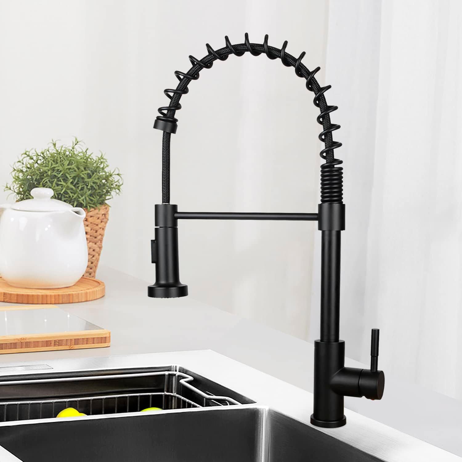 Nettlife Küchenarmatur ausziehbarer Springbrause in Edelstahl-Optik 2-Strahlarten 360° Edelstahl 360°