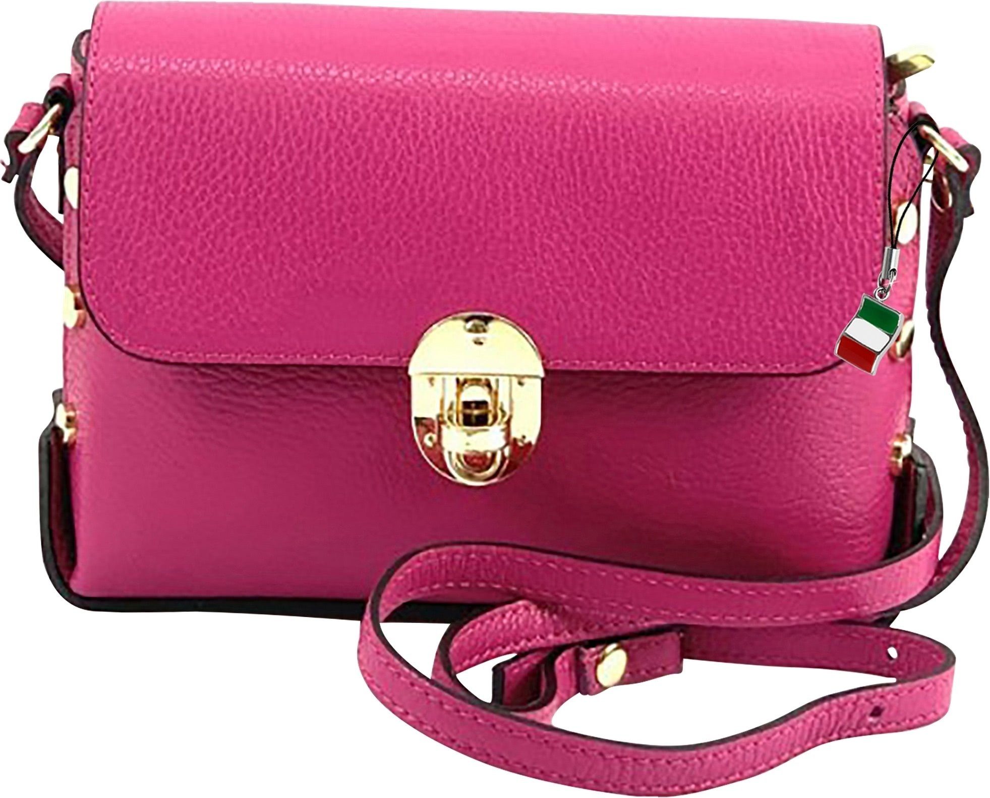 FLORENCE Umhängetasche Florence Umhängetasche Damen Tasche (Umhängetasche), Damen Leder Umhängetasche, fuchsia, pink ca. 22cm