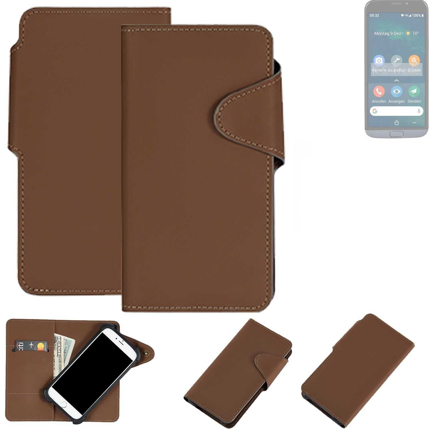 K-S-Trade Handyhülle für Doro 8050, Schutzhülle Klapphülle Kunstleder braun Handy Hülle Wallet Case
