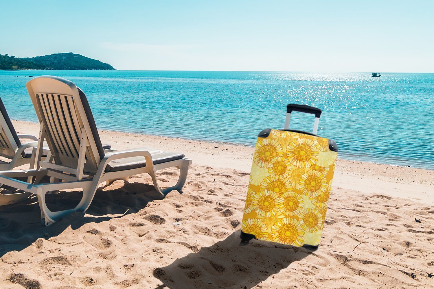 mit Sonnenblume - Reisetasche Rollen, Ferien, Reisekoffer Handgepäckkoffer MuchoWow - Muster Trolley, rollen, 4 Handgepäck für - Blumen, Sommer